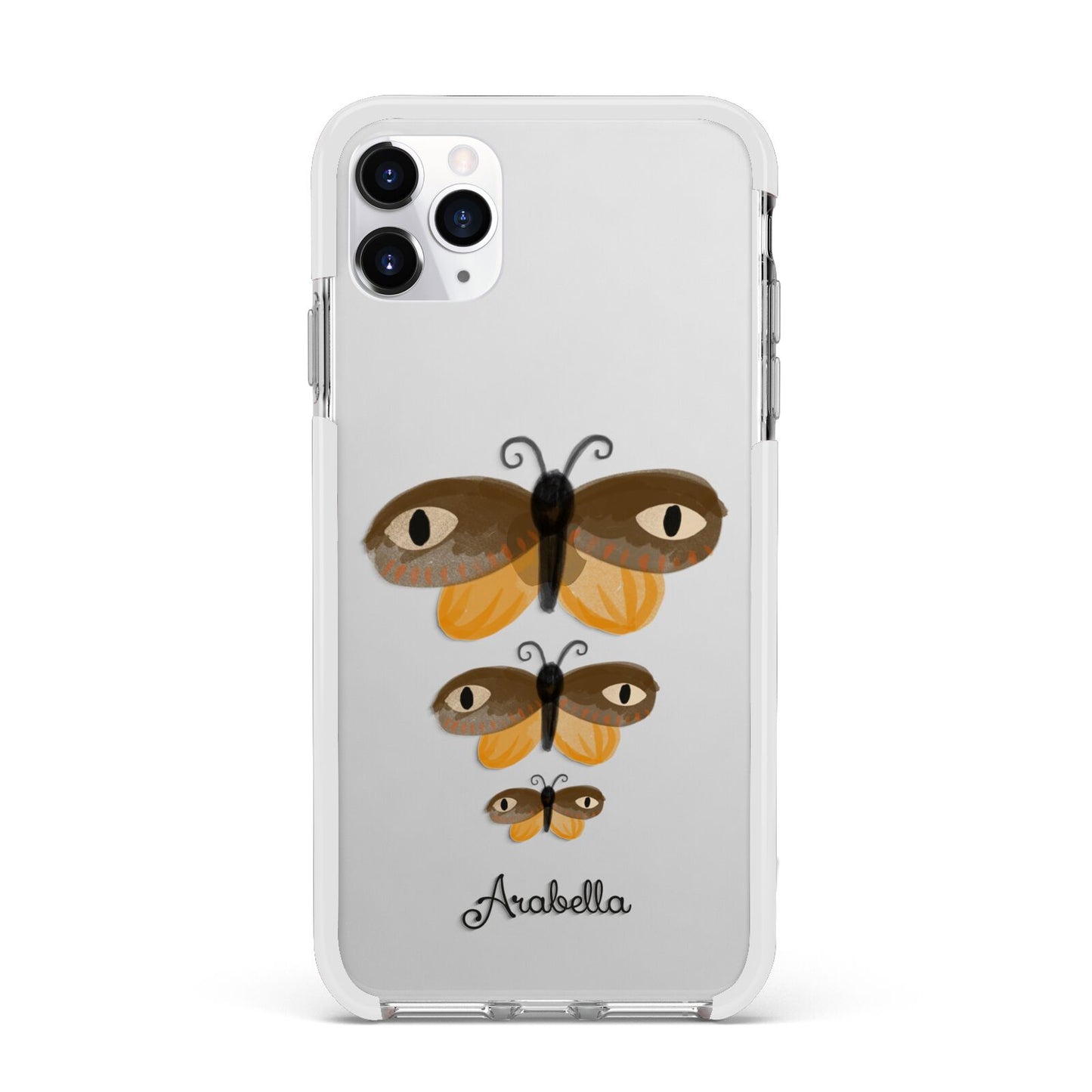Butterfly Halloween Personalised Apple iPhone 11 Pro Max in Silver with White Impact Case