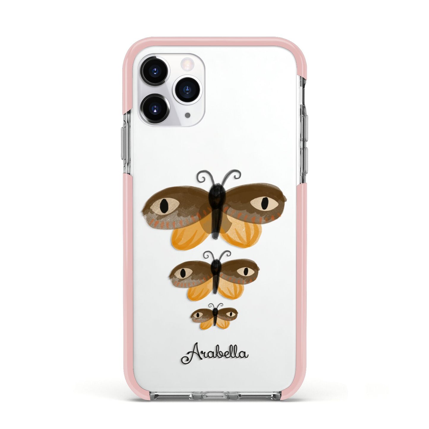 Butterfly Halloween Personalised Apple iPhone 11 Pro in Silver with Pink Impact Case