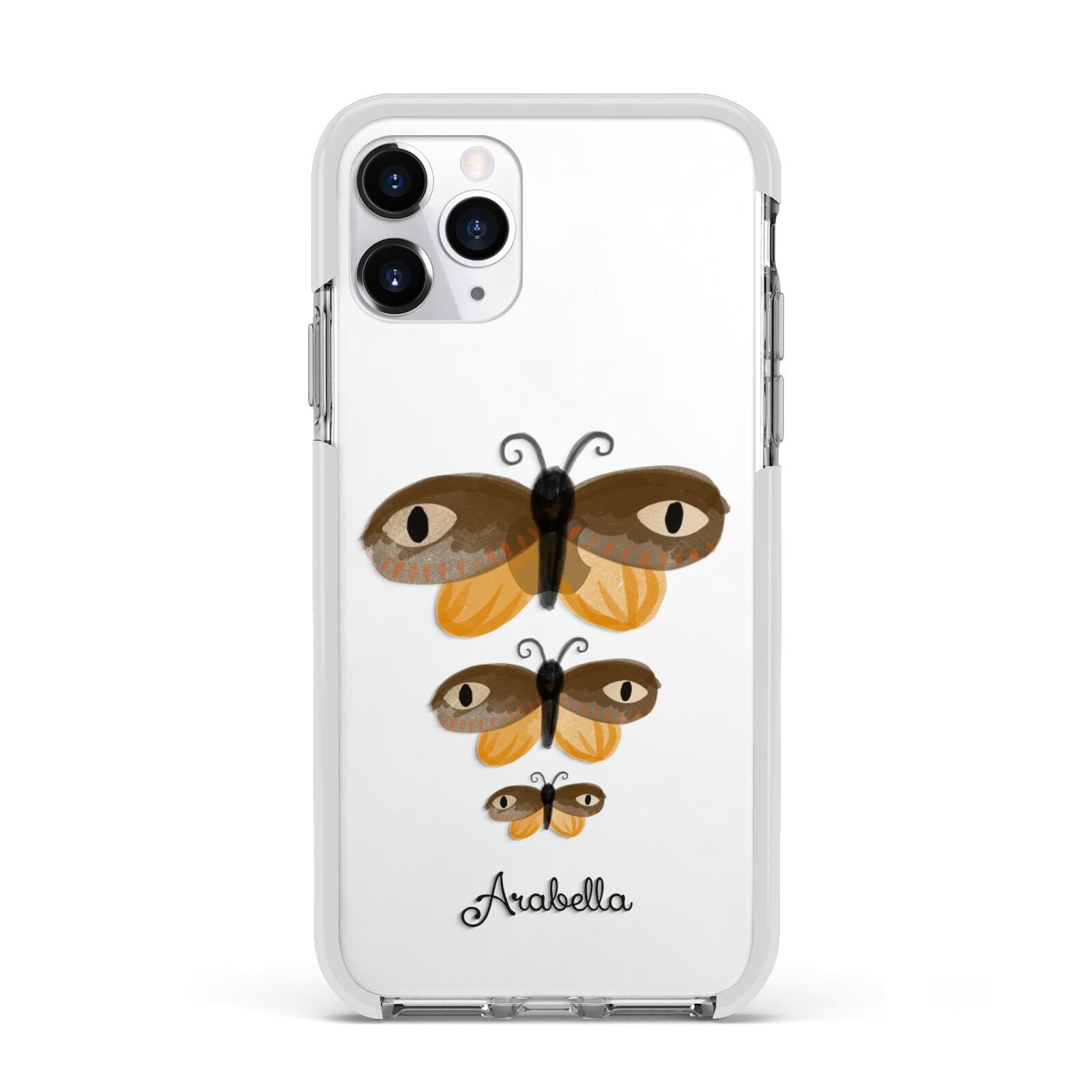 Butterfly Halloween Personalised Apple iPhone 11 Pro in Silver with White Impact Case