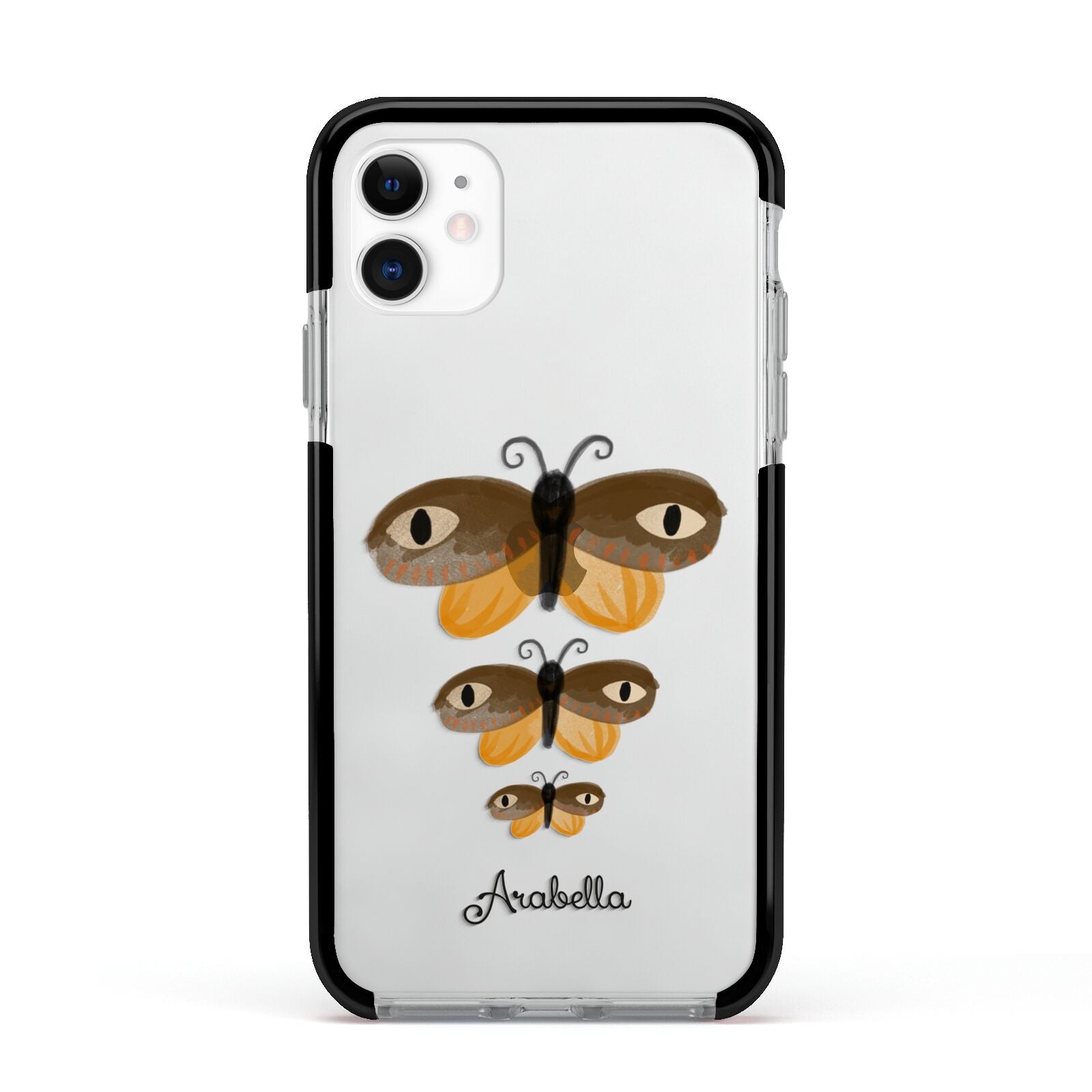 Butterfly Halloween Personalised Apple iPhone 11 in White with Black Impact Case