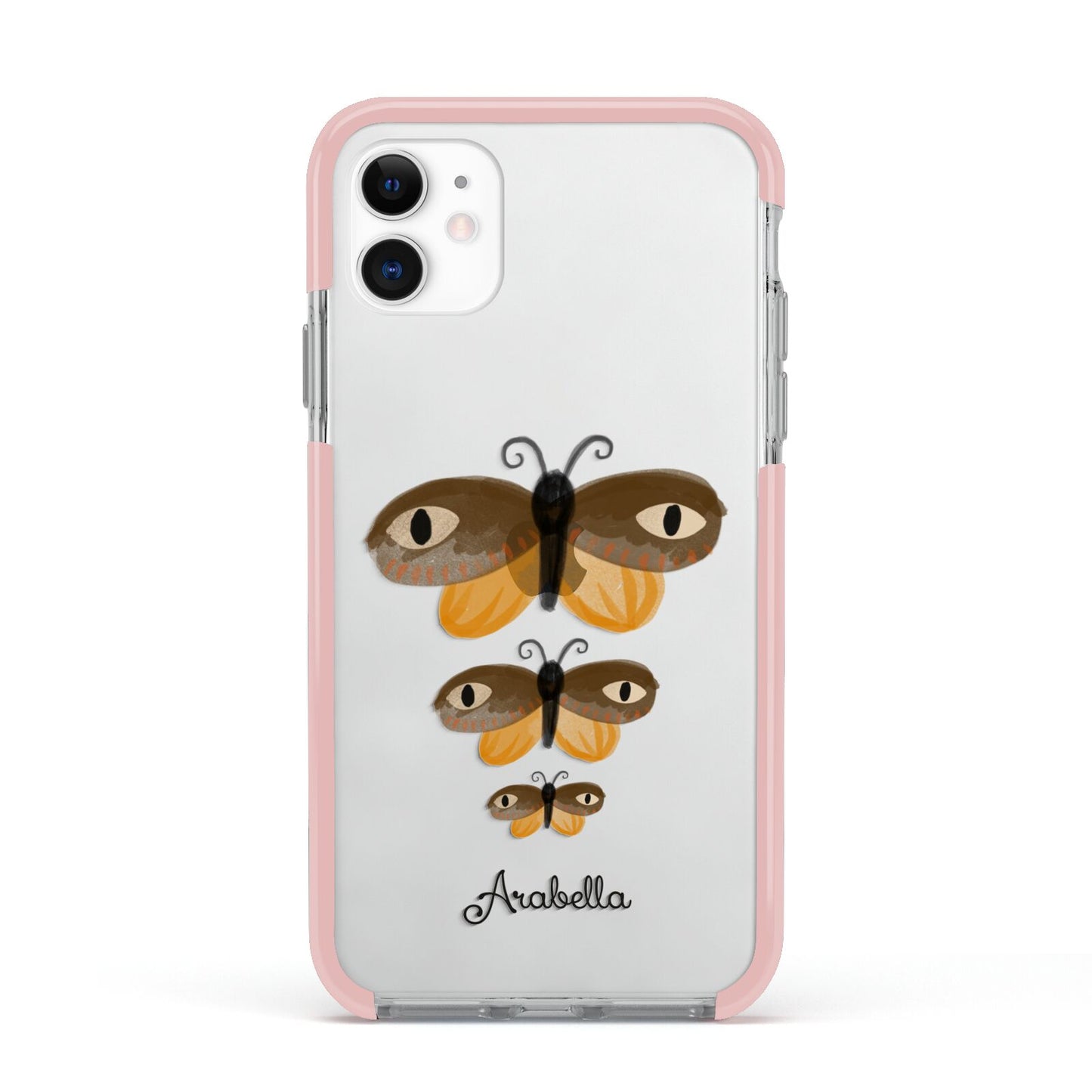 Butterfly Halloween Personalised Apple iPhone 11 in White with Pink Impact Case