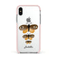 Butterfly Halloween Personalised Apple iPhone Xs Impact Case Pink Edge on Silver Phone