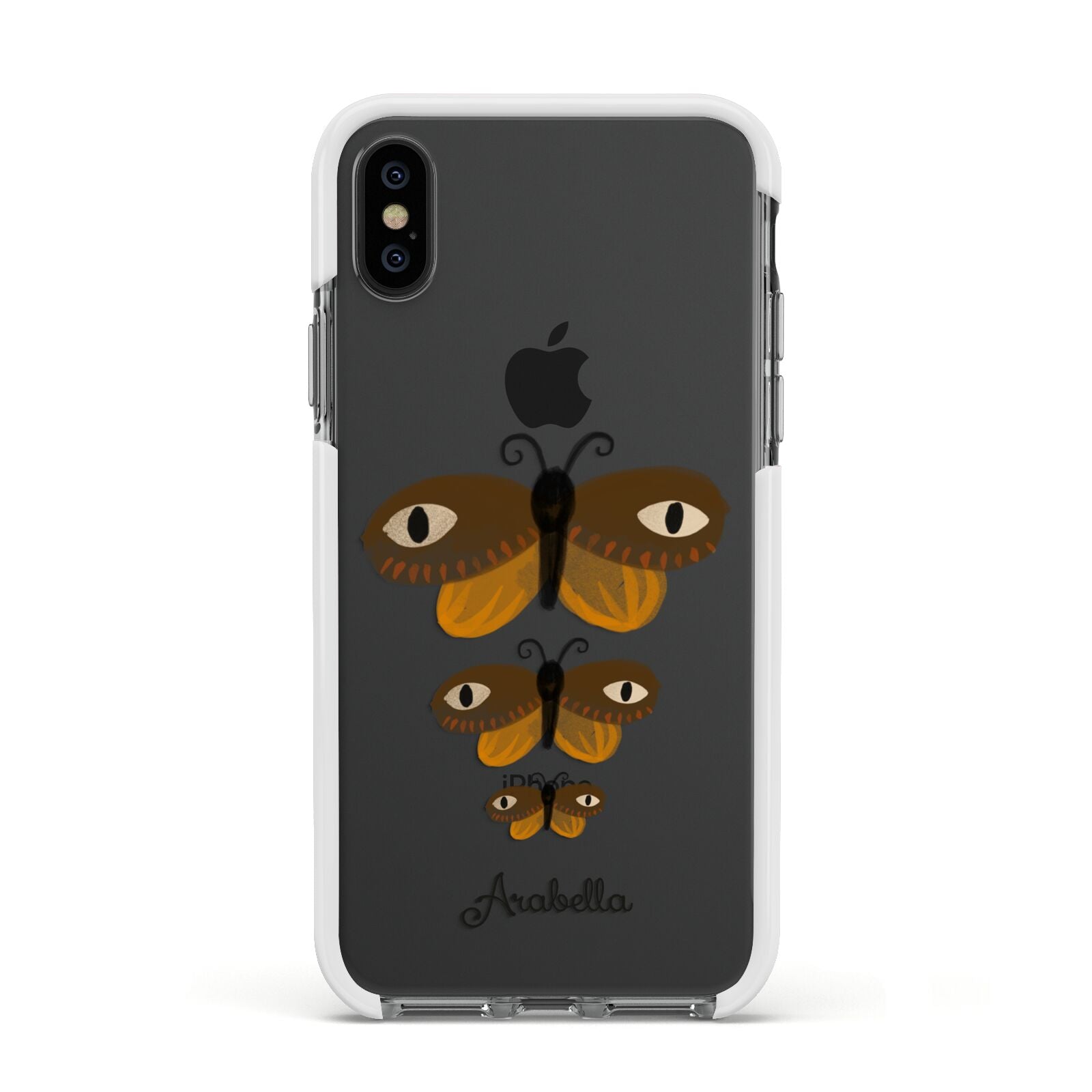 Butterfly Halloween Personalised Apple iPhone Xs Impact Case White Edge on Black Phone