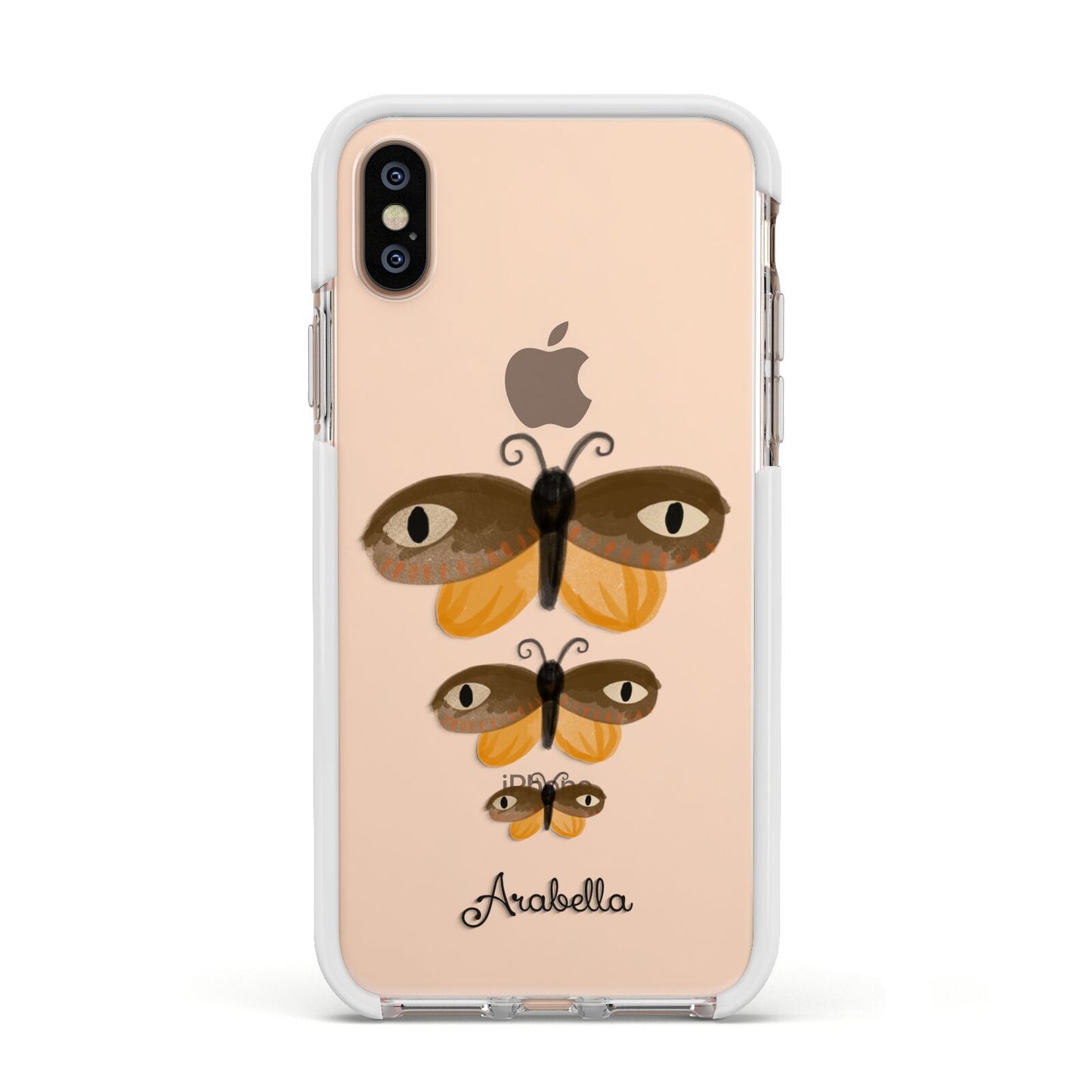 Butterfly Halloween Personalised Apple iPhone Xs Impact Case White Edge on Gold Phone