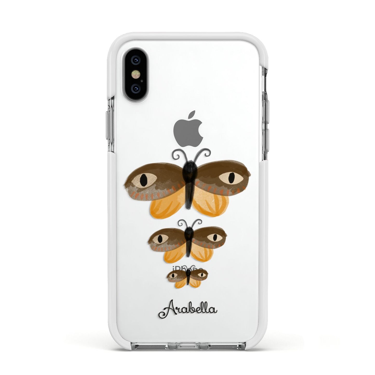 Butterfly Halloween Personalised Apple iPhone Xs Impact Case White Edge on Silver Phone