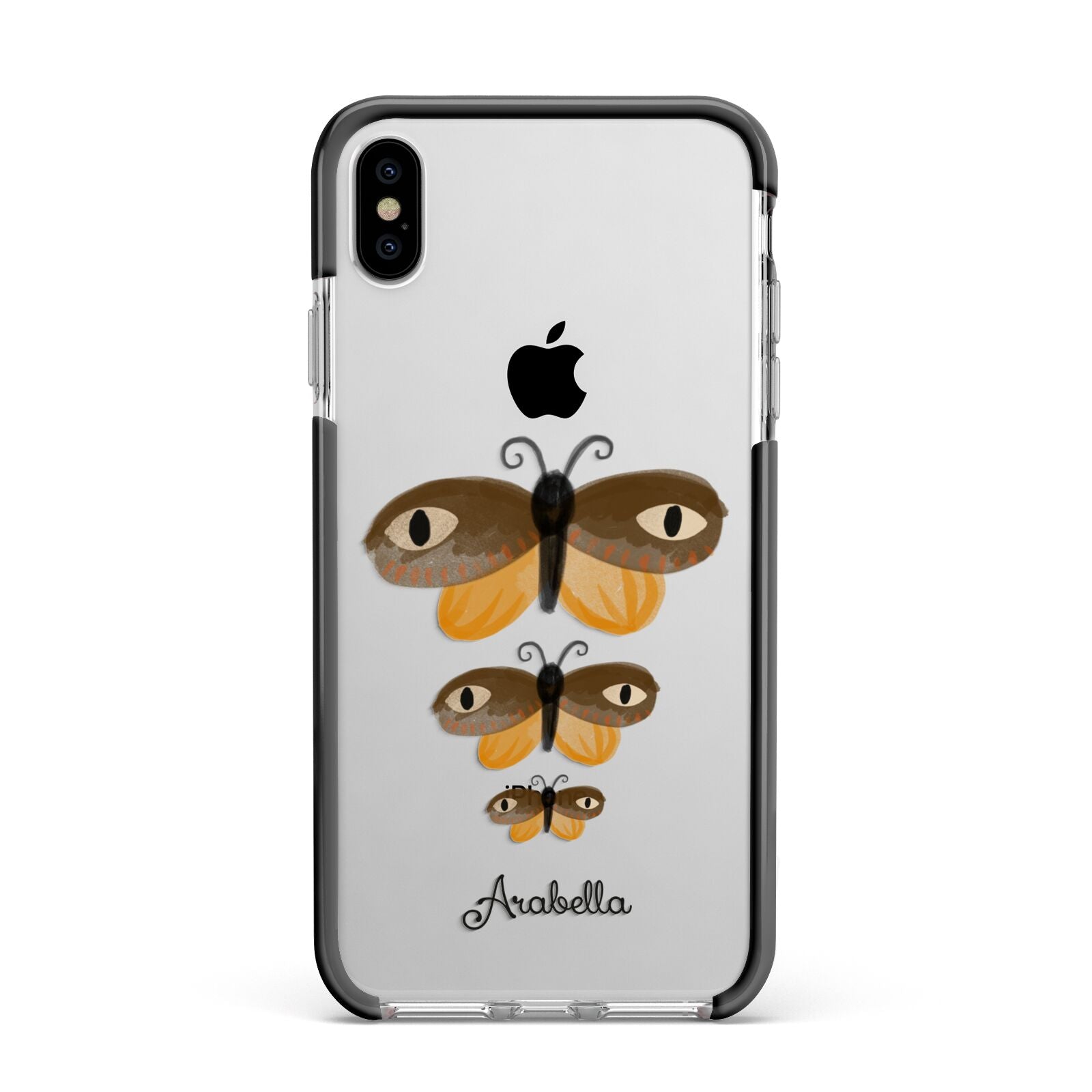 Butterfly Halloween Personalised Apple iPhone Xs Max Impact Case Black Edge on Silver Phone