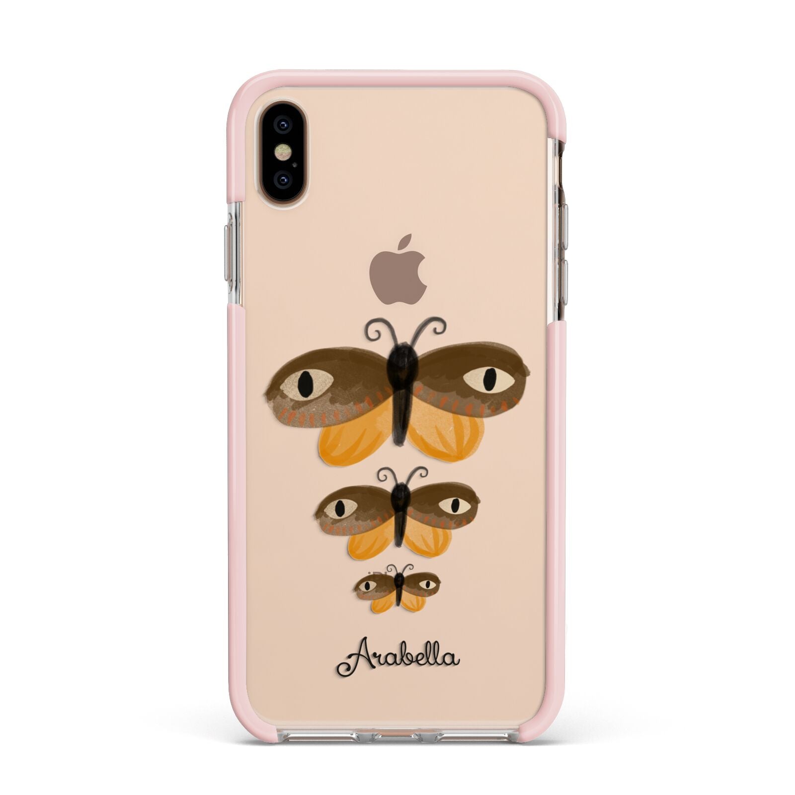 Butterfly Halloween Personalised Apple iPhone Xs Max Impact Case Pink Edge on Gold Phone