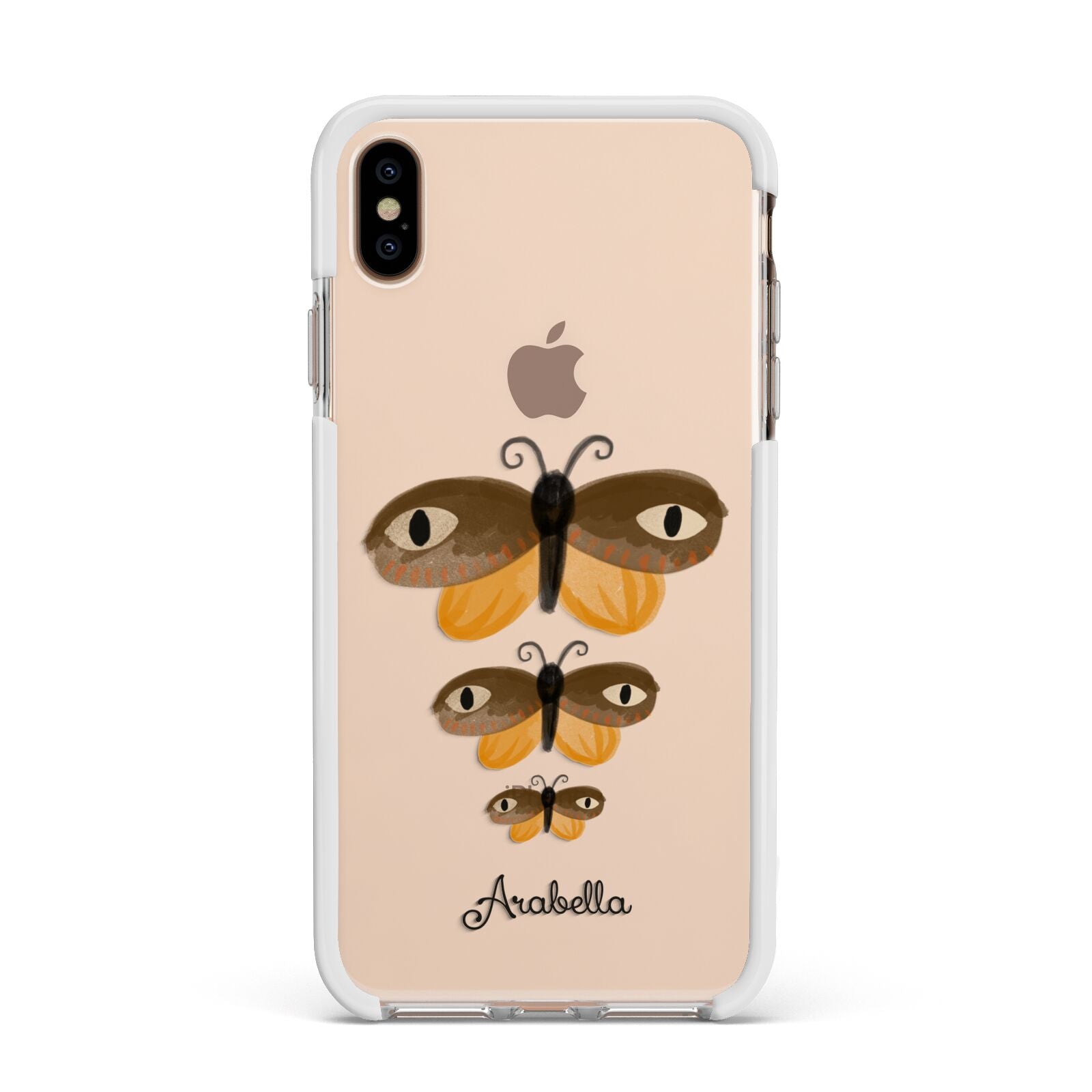 Butterfly Halloween Personalised Apple iPhone Xs Max Impact Case White Edge on Gold Phone
