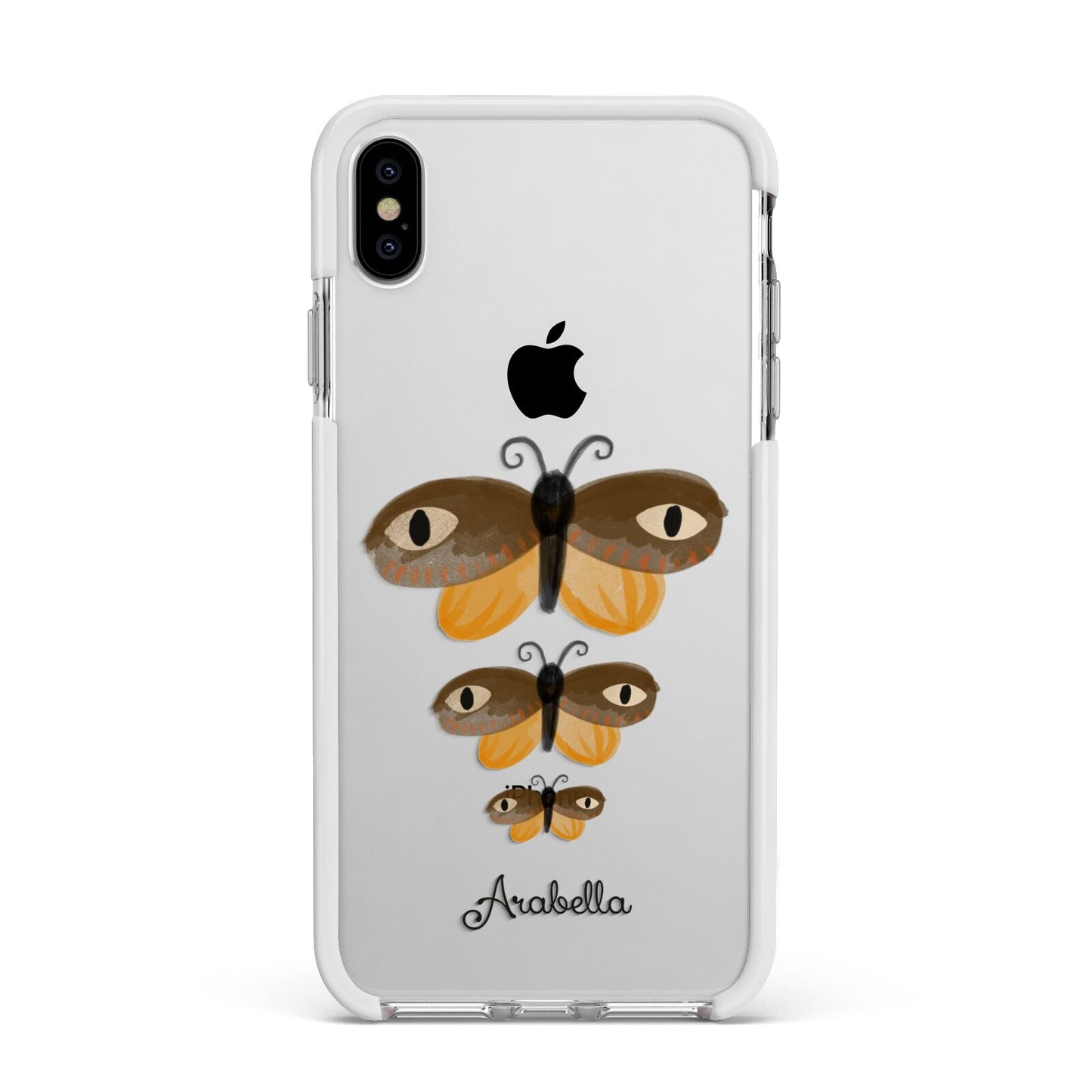 Butterfly Halloween Personalised Apple iPhone Xs Max Impact Case White Edge on Silver Phone