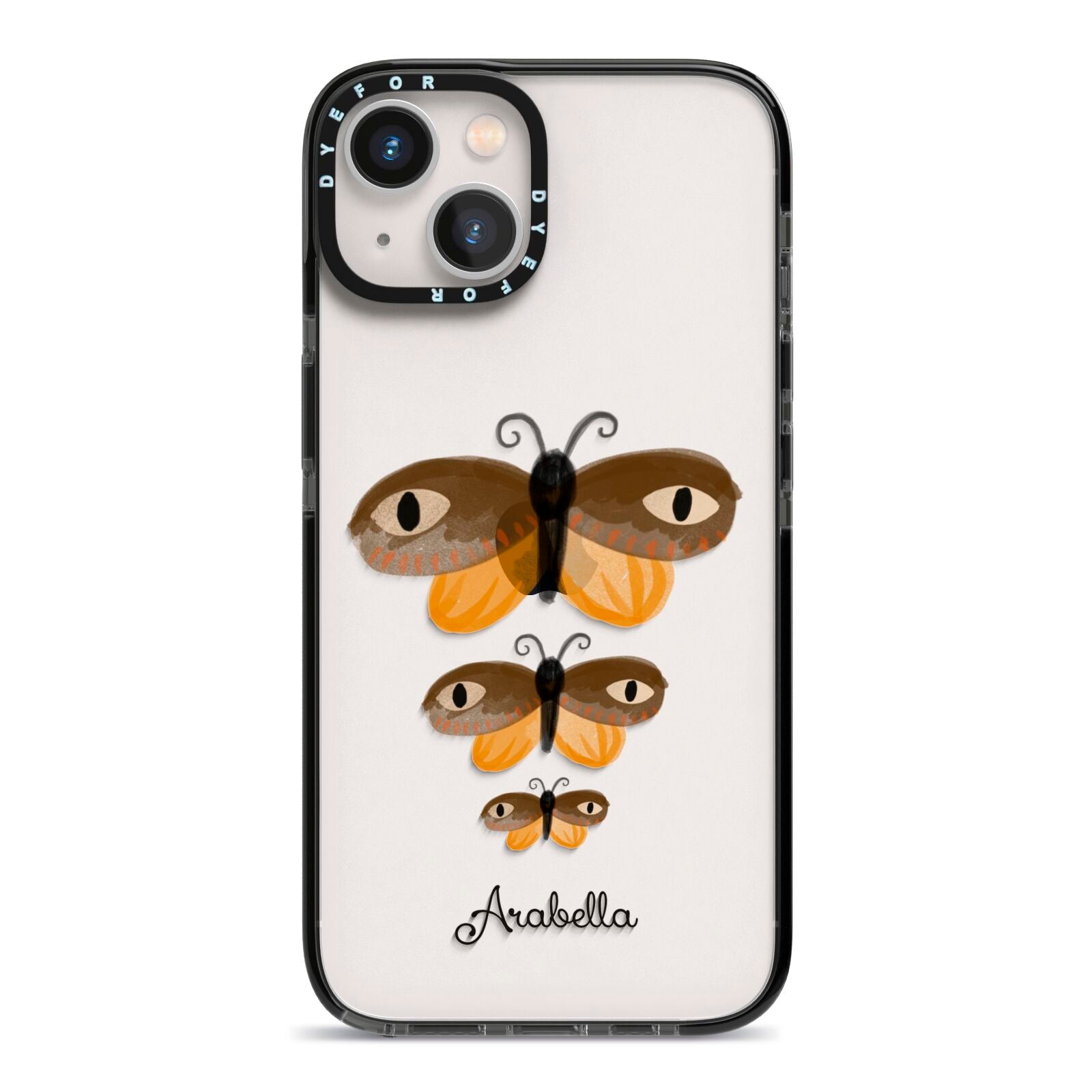 Butterfly Halloween Personalised iPhone 13 Black Impact Case on Silver phone