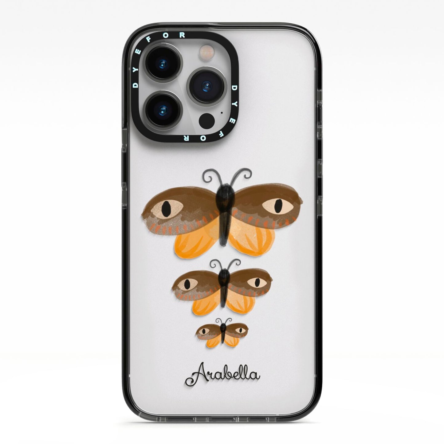 Butterfly Halloween Personalised iPhone 13 Pro Black Impact Case on Silver phone