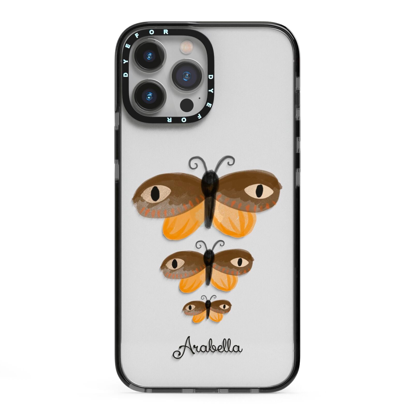 Butterfly Halloween Personalised iPhone 13 Pro Max Black Impact Case on Silver phone