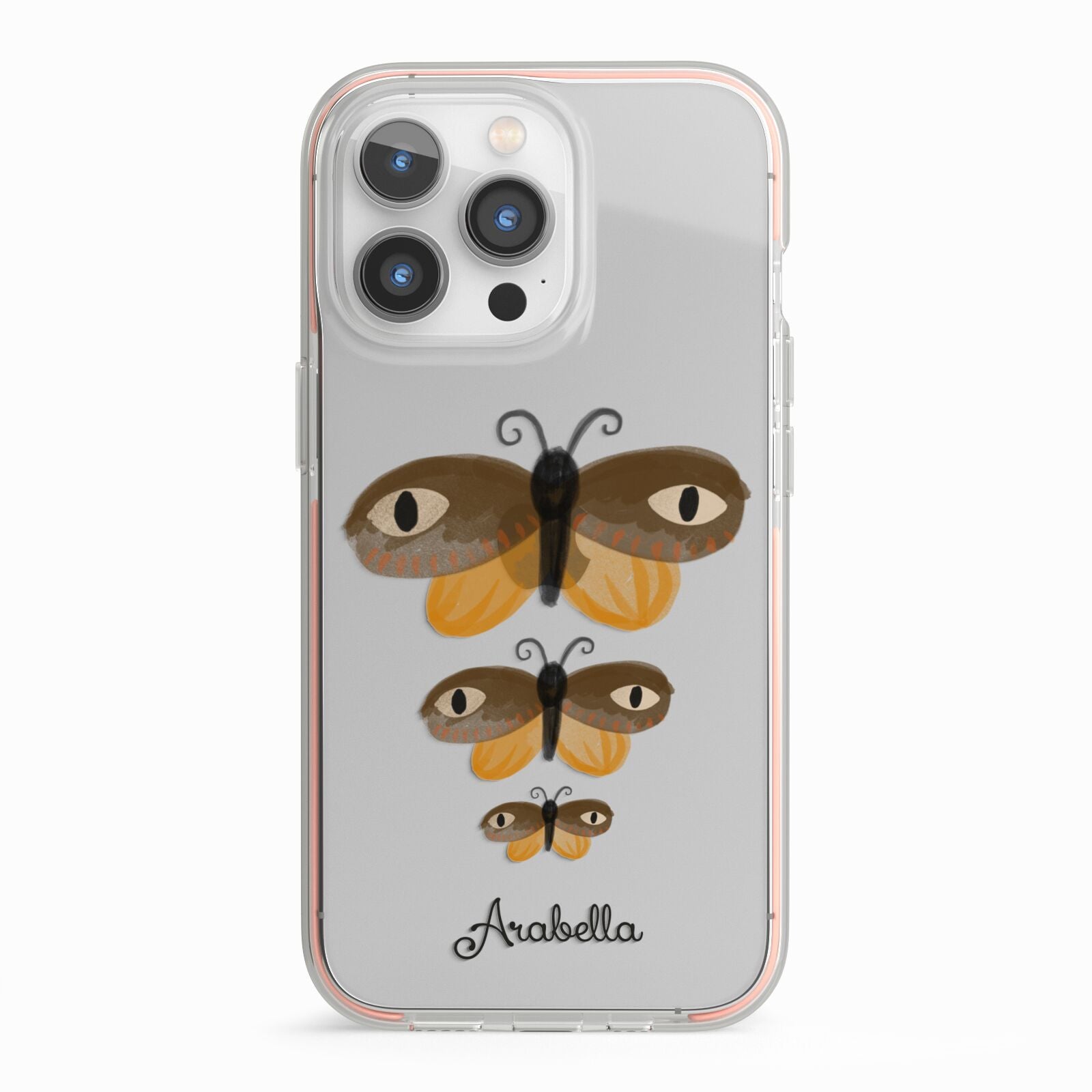 Butterfly Halloween Personalised iPhone 13 Pro TPU Impact Case with Pink Edges