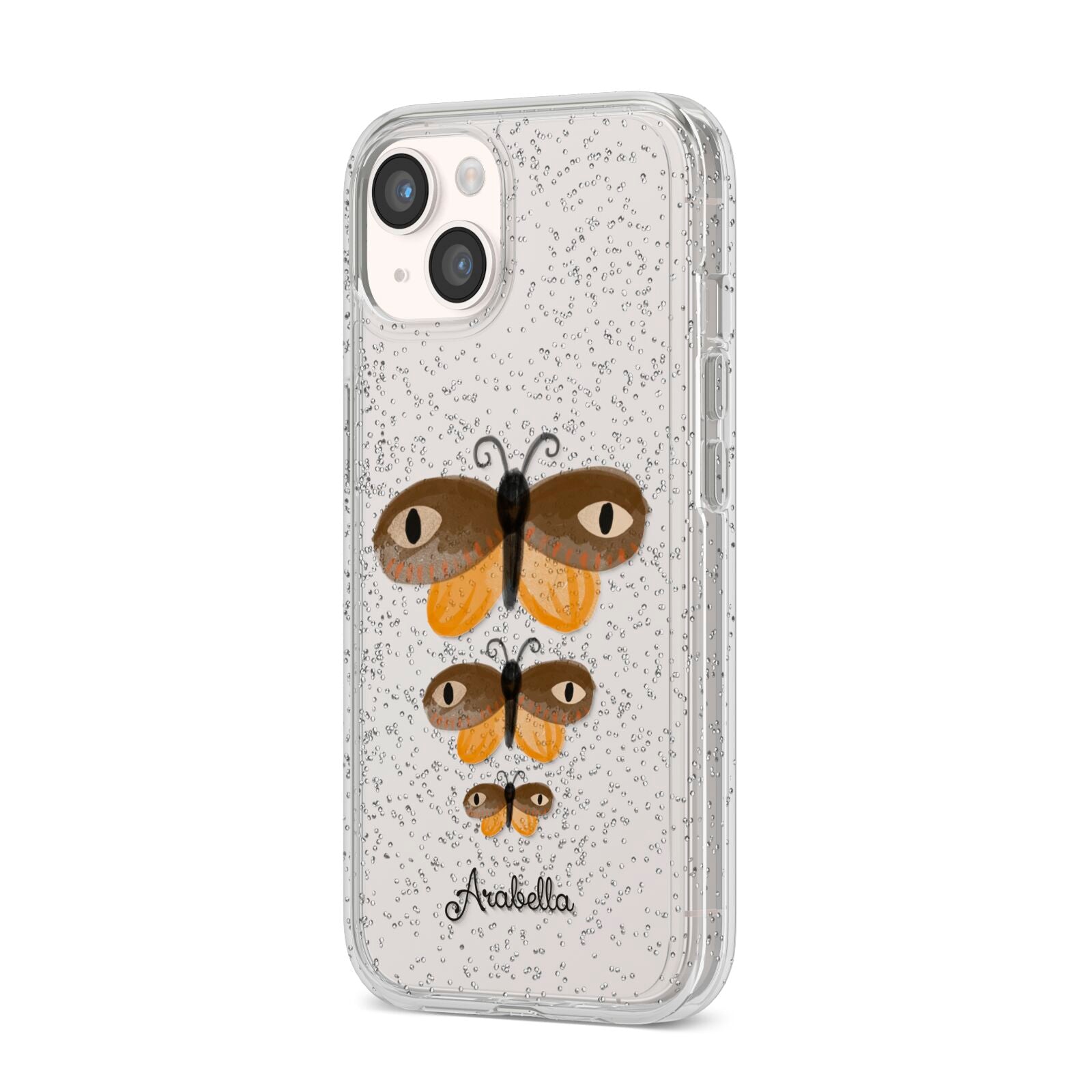 Butterfly Halloween Personalised iPhone 14 Glitter Tough Case Starlight Angled Image