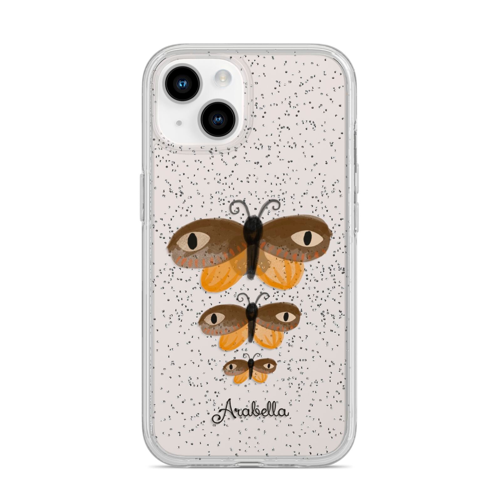 Butterfly Halloween Personalised iPhone 14 Glitter Tough Case Starlight