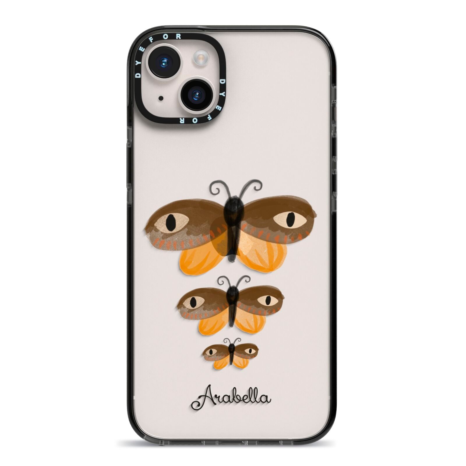 Butterfly Halloween Personalised iPhone 14 Plus Black Impact Case on Silver phone