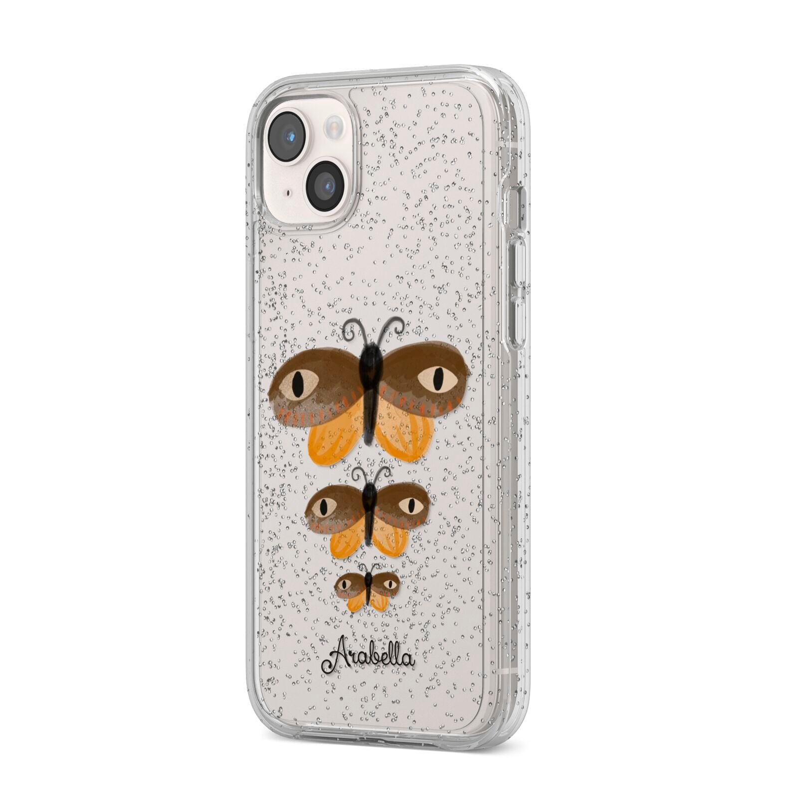 Butterfly Halloween Personalised iPhone 14 Plus Glitter Tough Case Starlight Angled Image