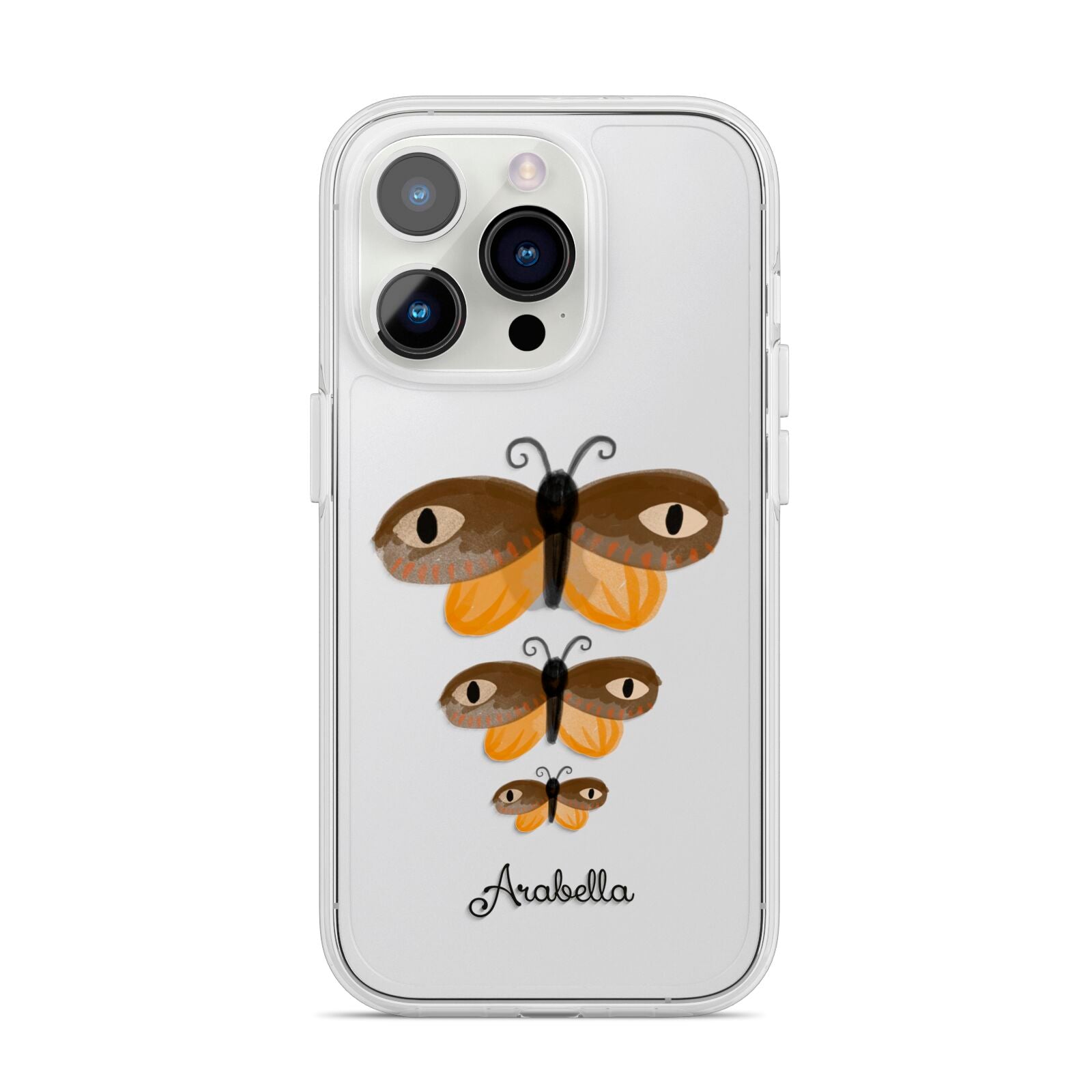Butterfly Halloween Personalised iPhone 14 Pro Clear Tough Case Silver