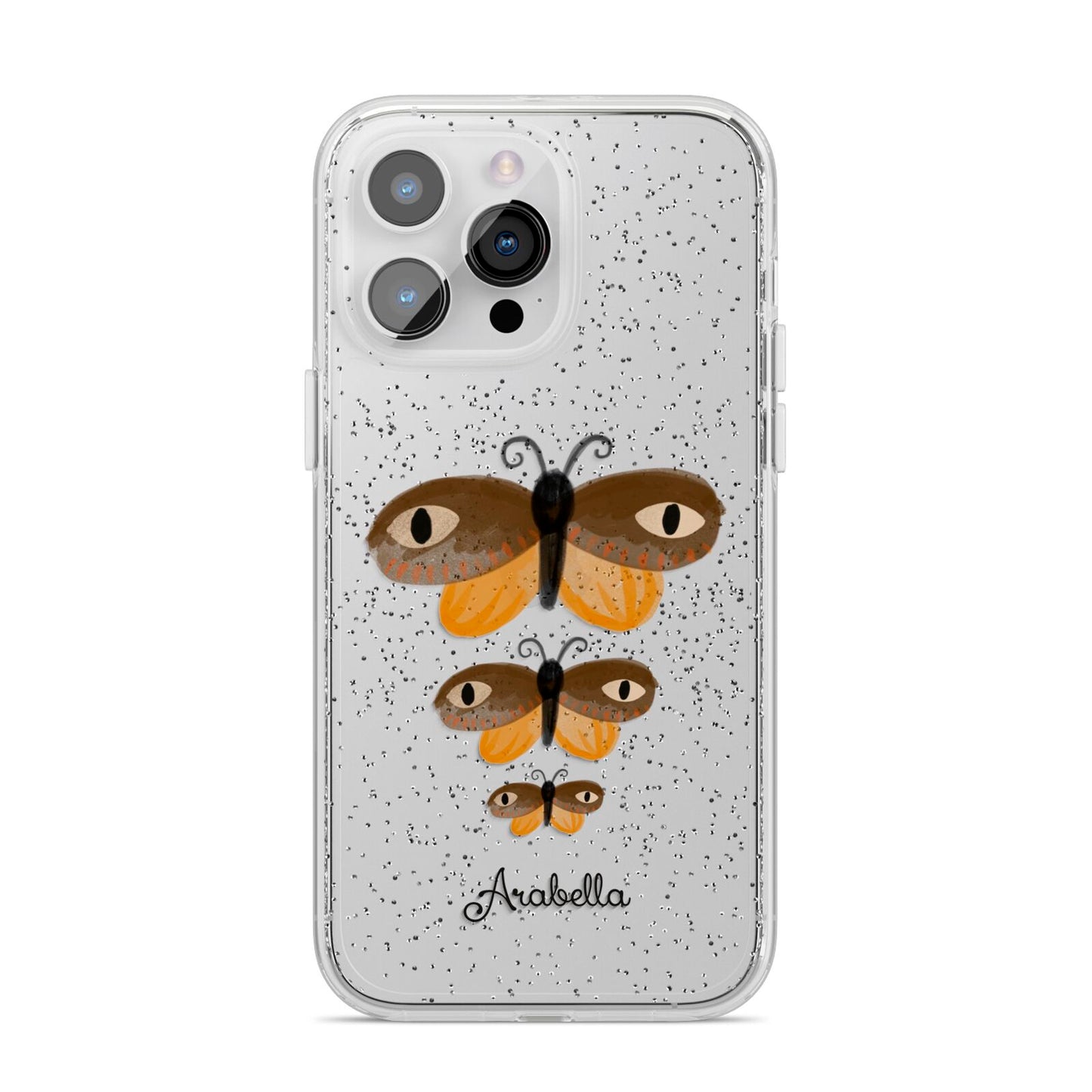 Butterfly Halloween Personalised iPhone 14 Pro Max Glitter Tough Case Silver