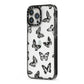 Butterfly iPhone 13 Pro Max Black Impact Case Side Angle on Silver phone
