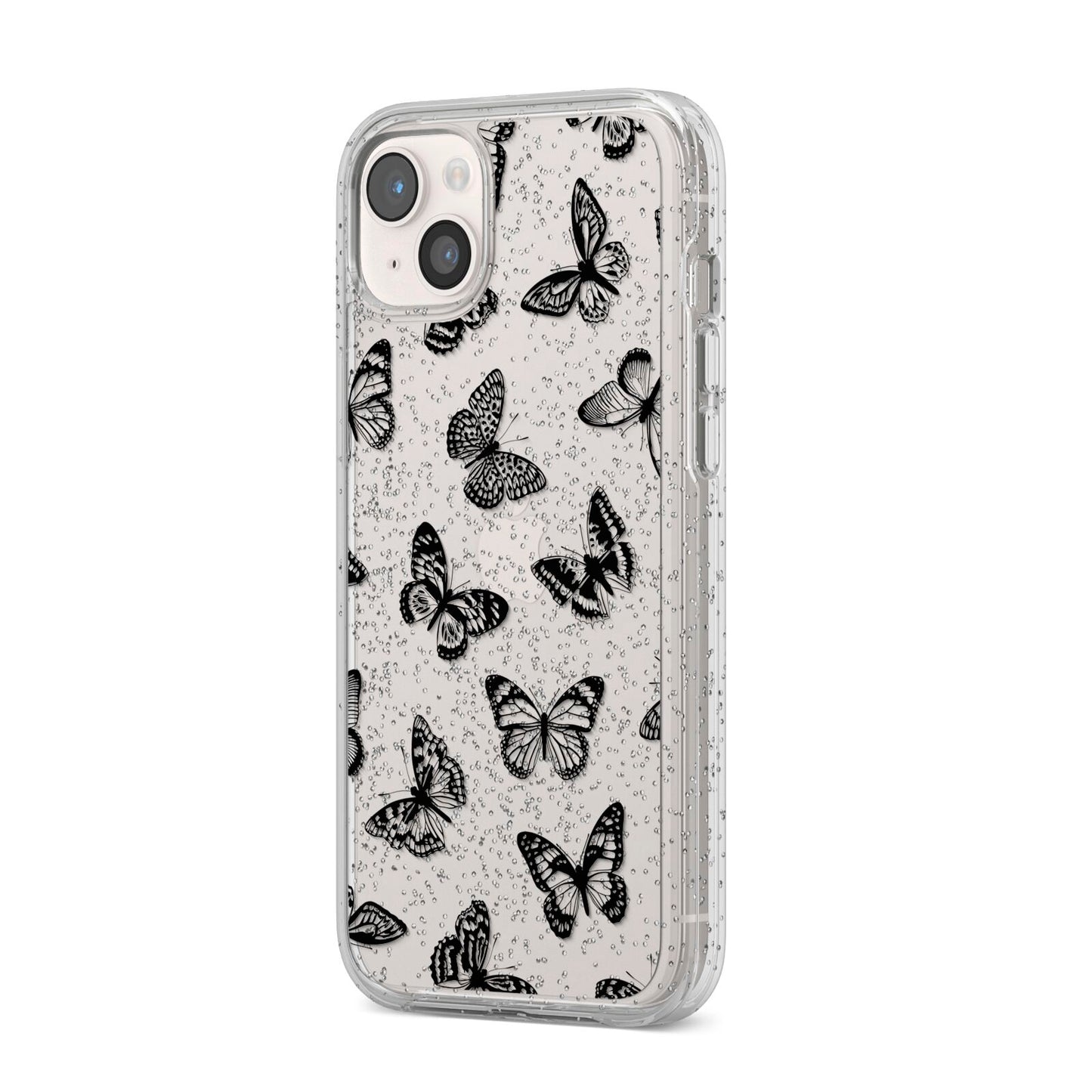 Butterfly iPhone 14 Plus Glitter Tough Case Starlight Angled Image