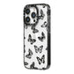 Butterfly iPhone 14 Pro Black Impact Case Side Angle on Silver phone