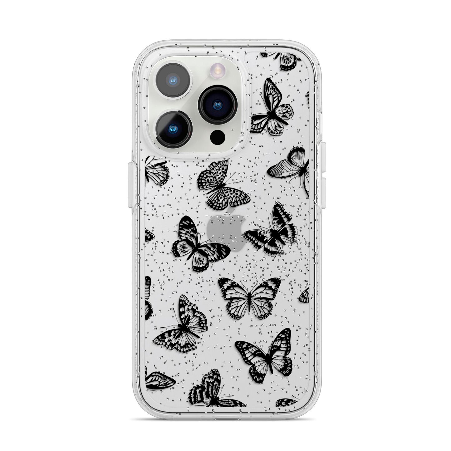 Butterfly iPhone 14 Pro Glitter Tough Case Silver