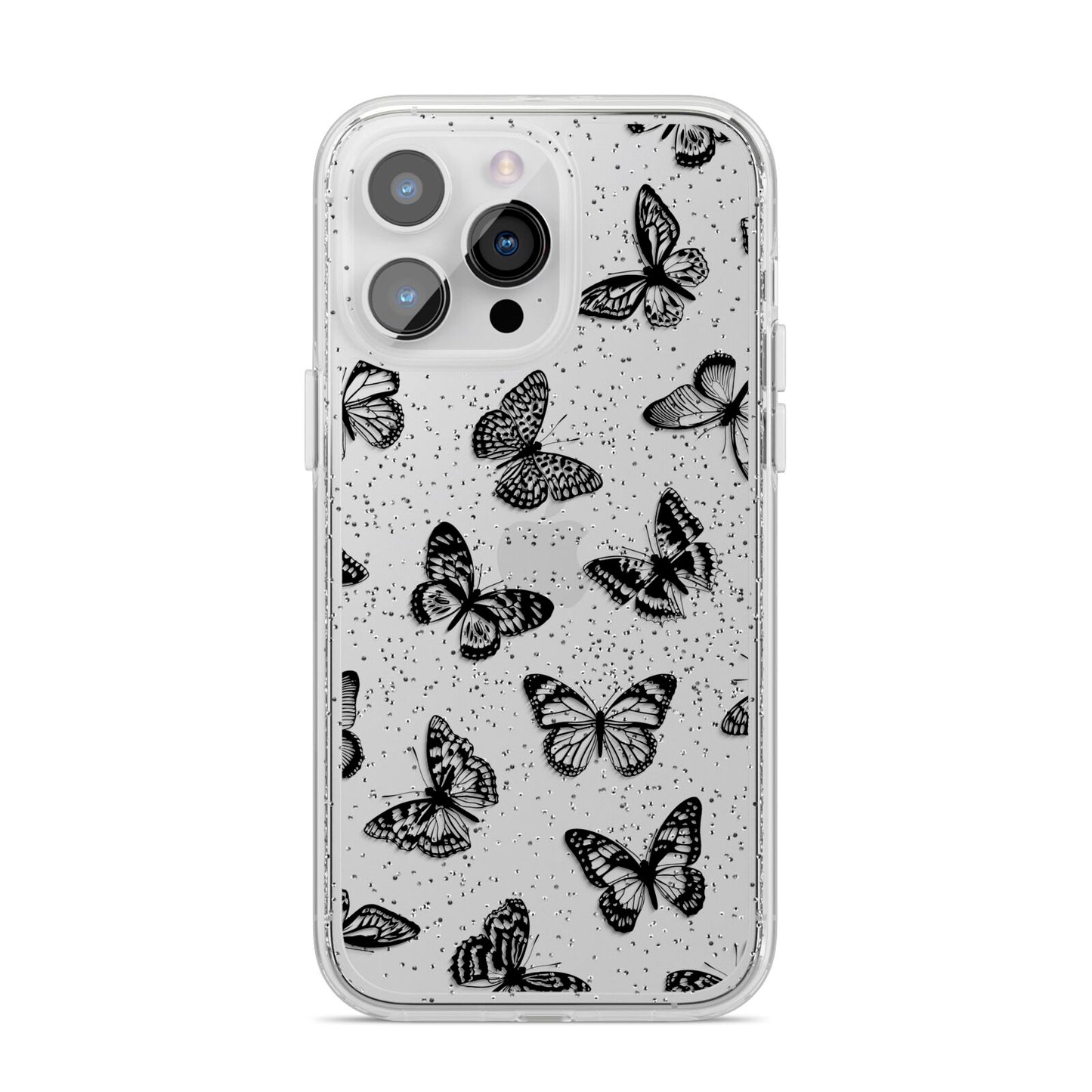 Butterfly iPhone 14 Pro Max Glitter Tough Case Silver