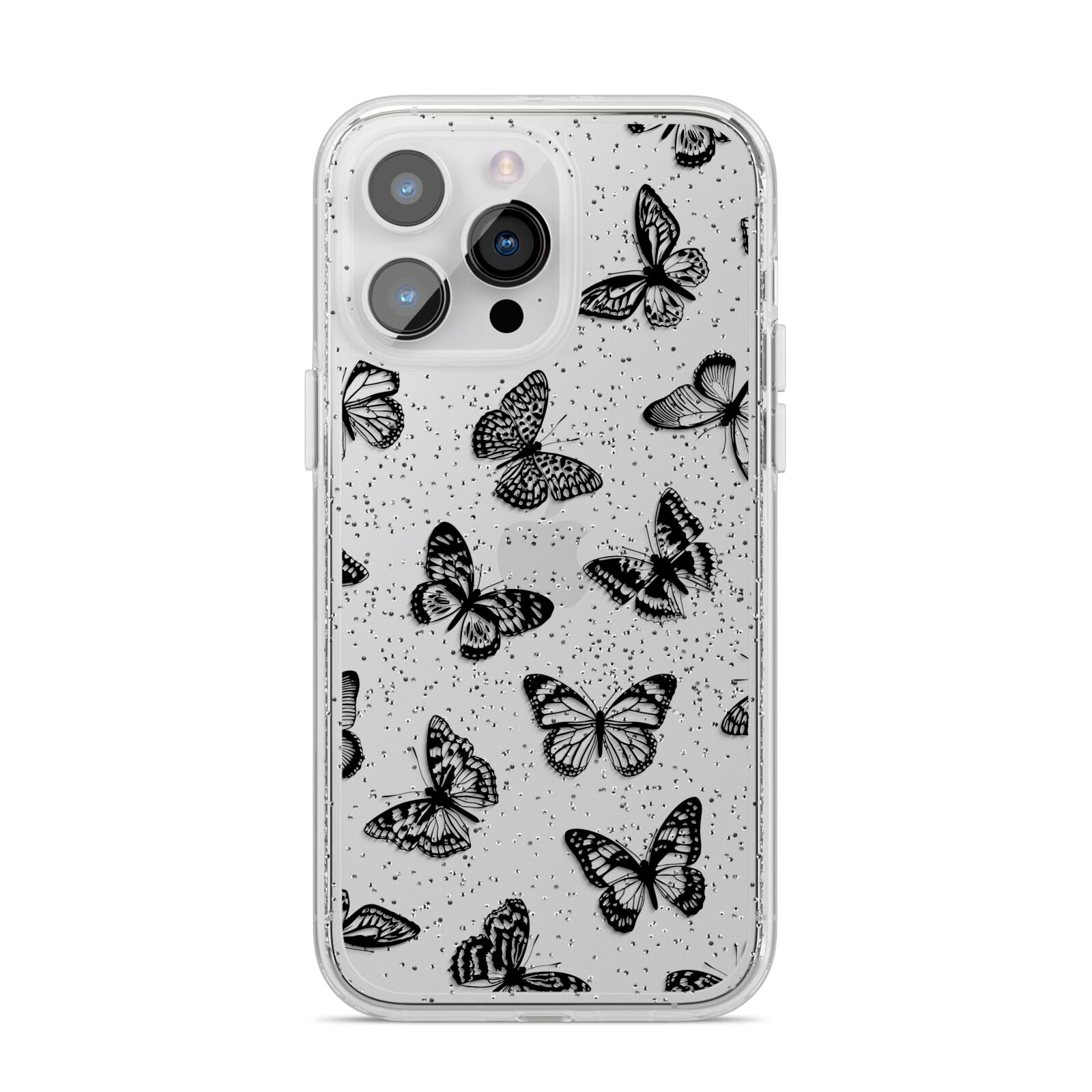 Butterfly iPhone 14 Pro Max Glitter Tough Case Silver