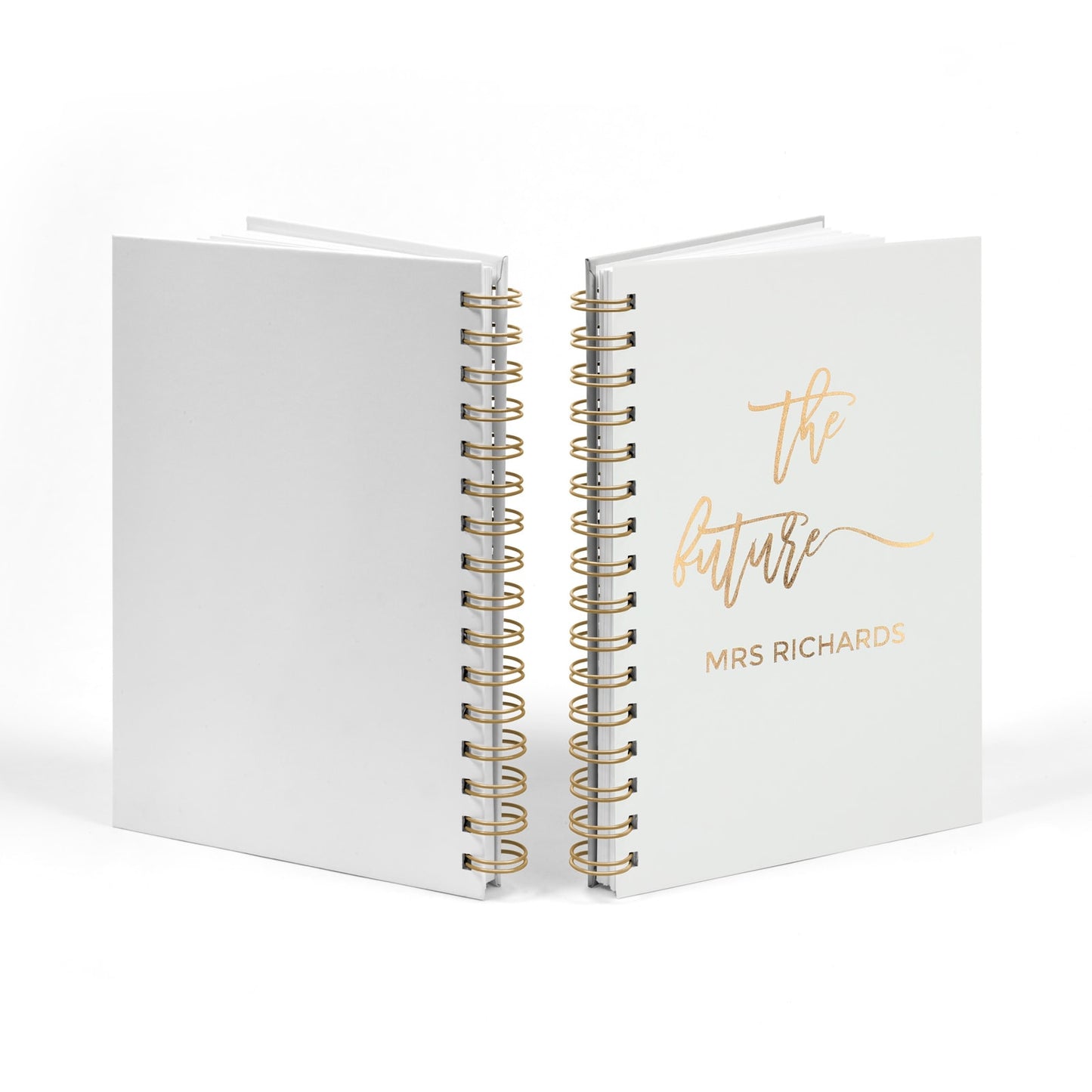 Personalised Copper Foil The Future Mrs Notebook Front & Back
