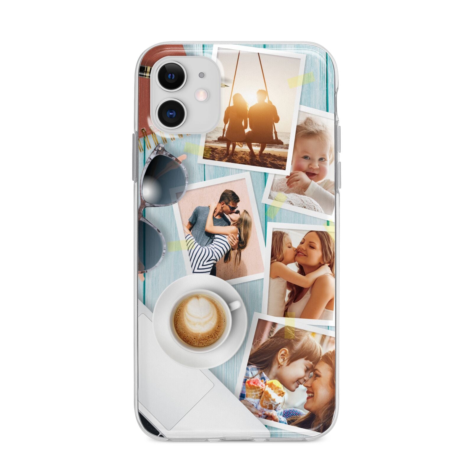 Cafe Scene Photo Montage Upload Apple iPhone 11 in White with Bumper Case