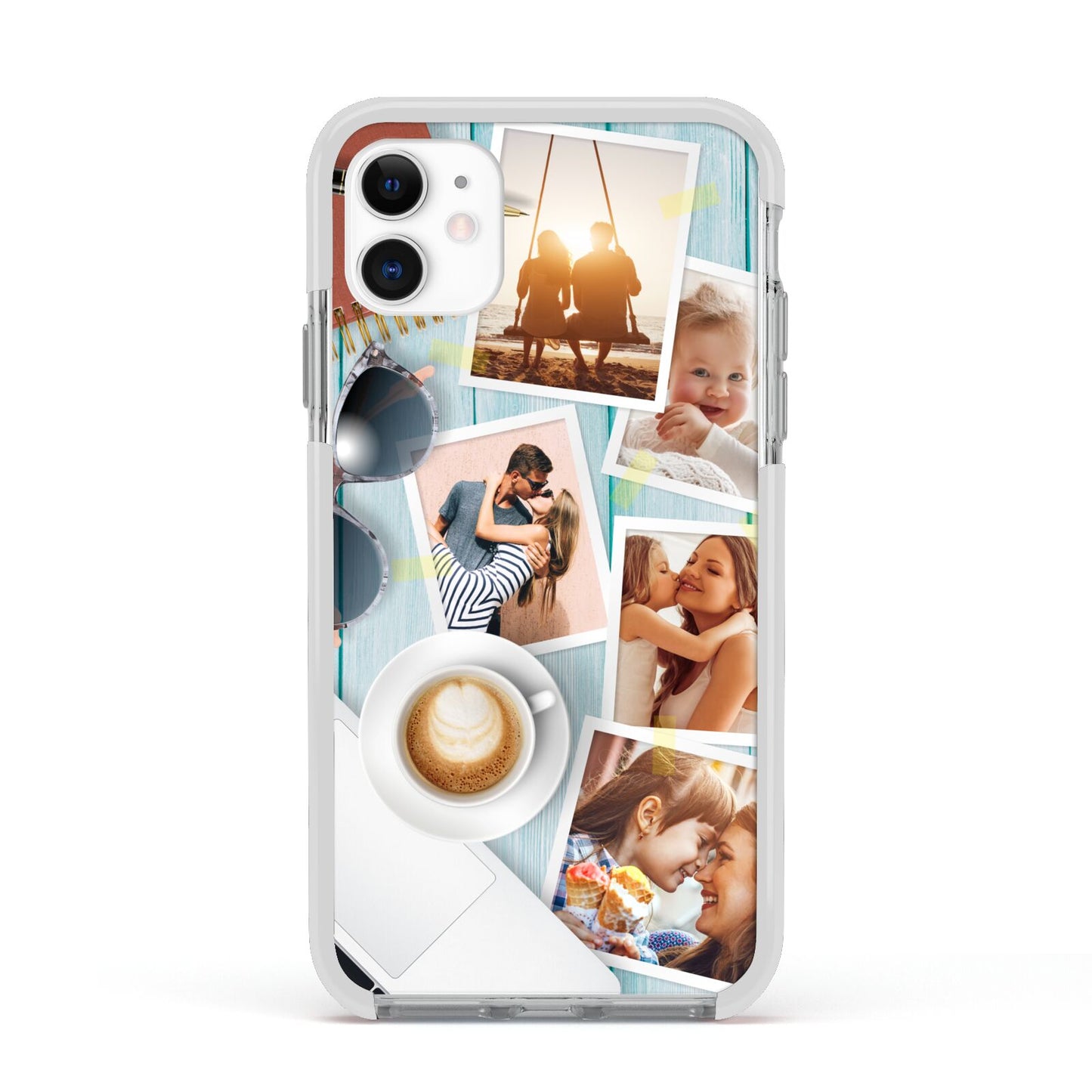 Cafe Scene Photo Montage Upload Apple iPhone 11 in White with White Impact Case