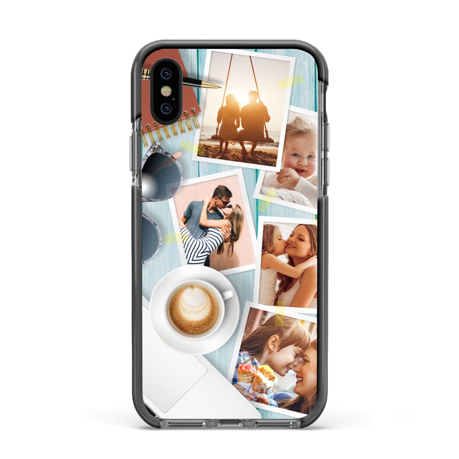 Cafe Scene Photo Montage Upload Apple iPhone Xs Impact Case Black Edge on Black Phone