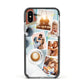 Cafe Scene Photo Montage Upload Apple iPhone Xs Impact Case Black Edge on Silver Phone
