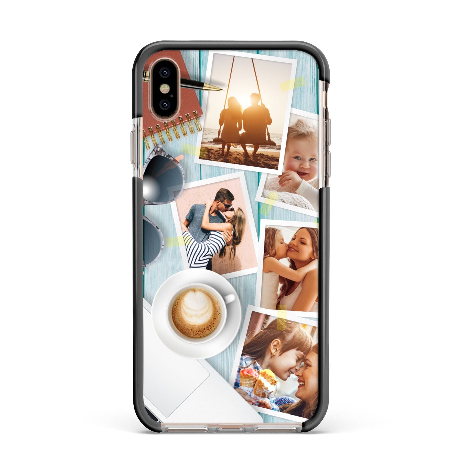 Cafe Scene Photo Montage Upload Apple iPhone Xs Max Impact Case Black Edge on Gold Phone