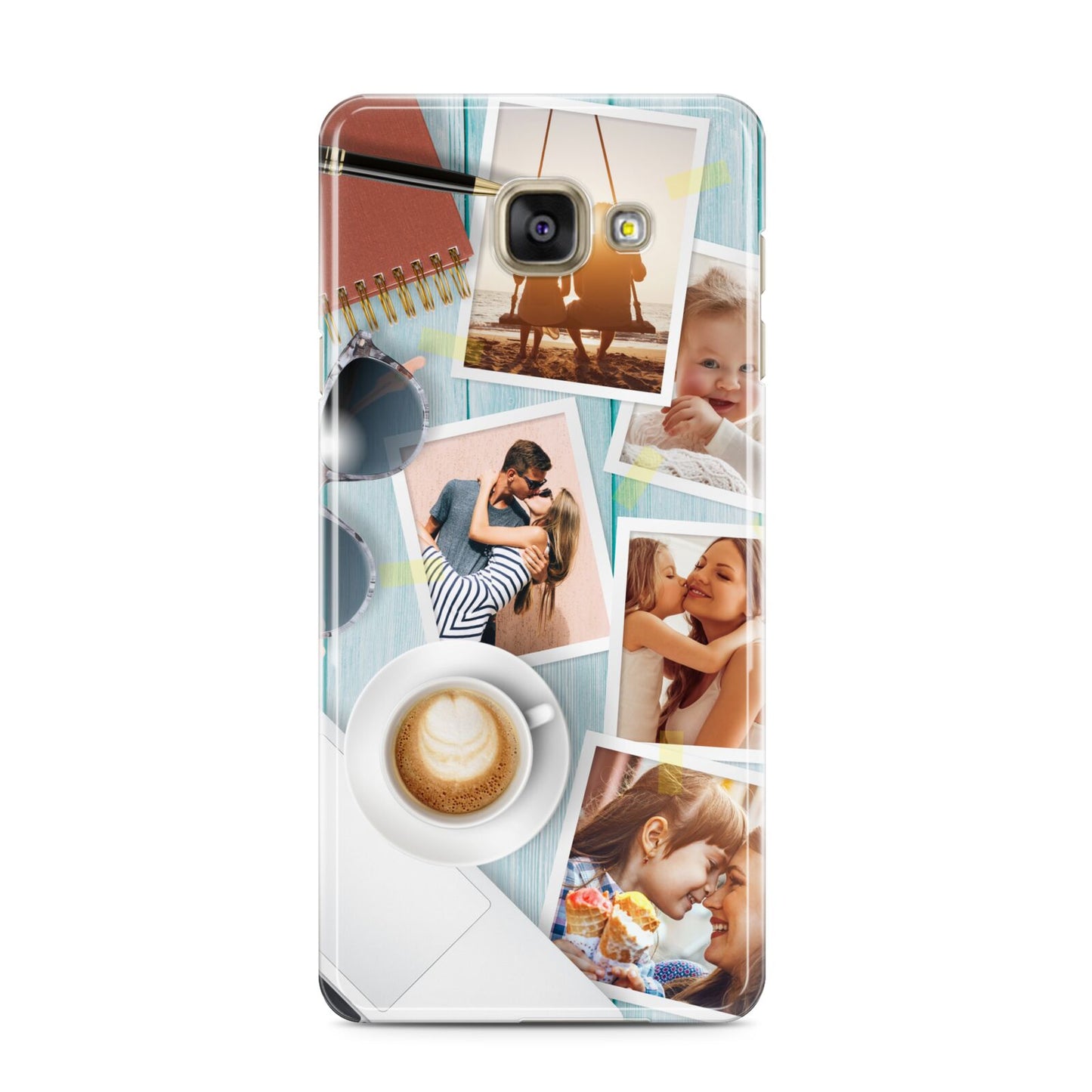 Cafe Scene Photo Montage Upload Samsung Galaxy A3 2016 Case on gold phone