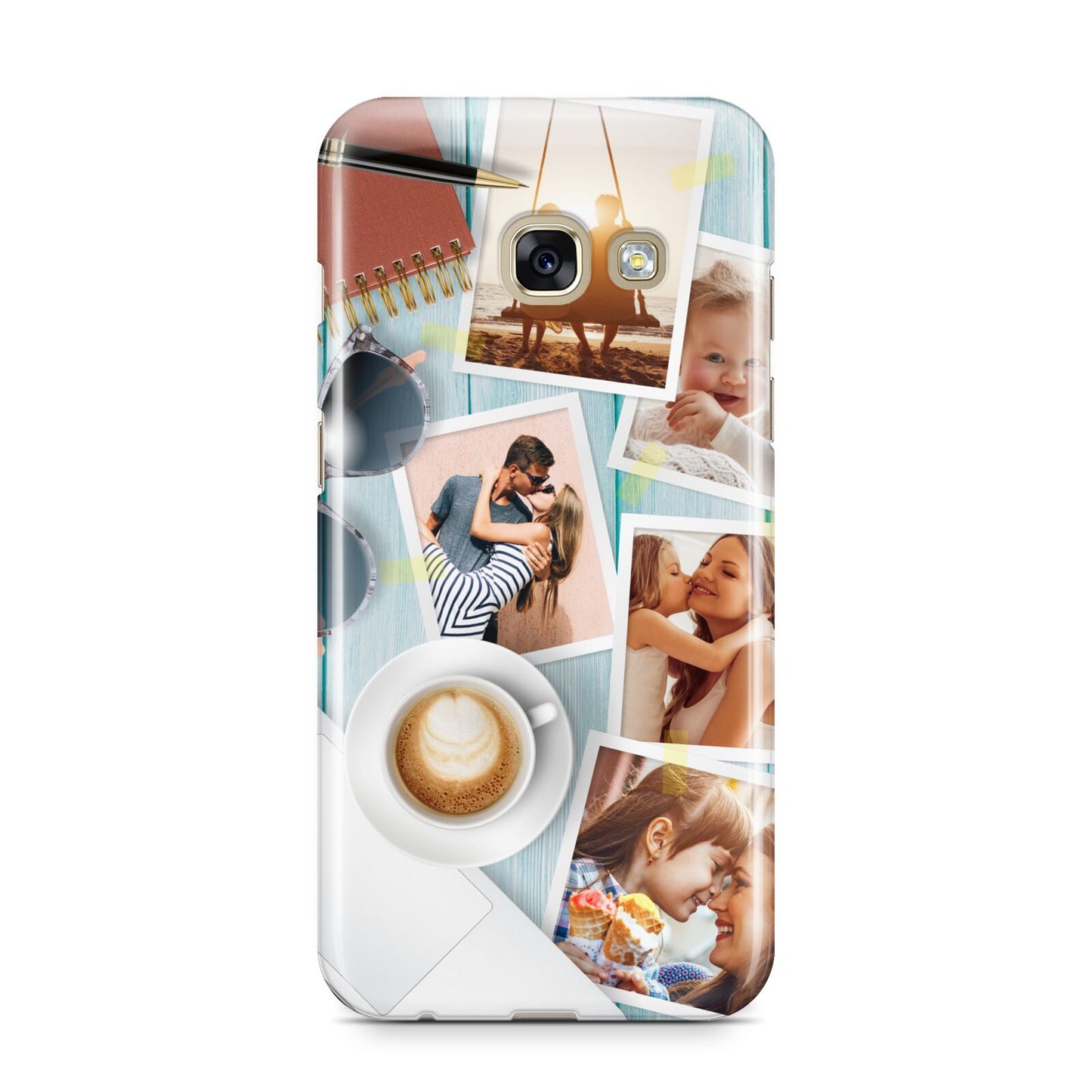 Cafe Scene Photo Montage Upload Samsung Galaxy A3 2017 Case on gold phone