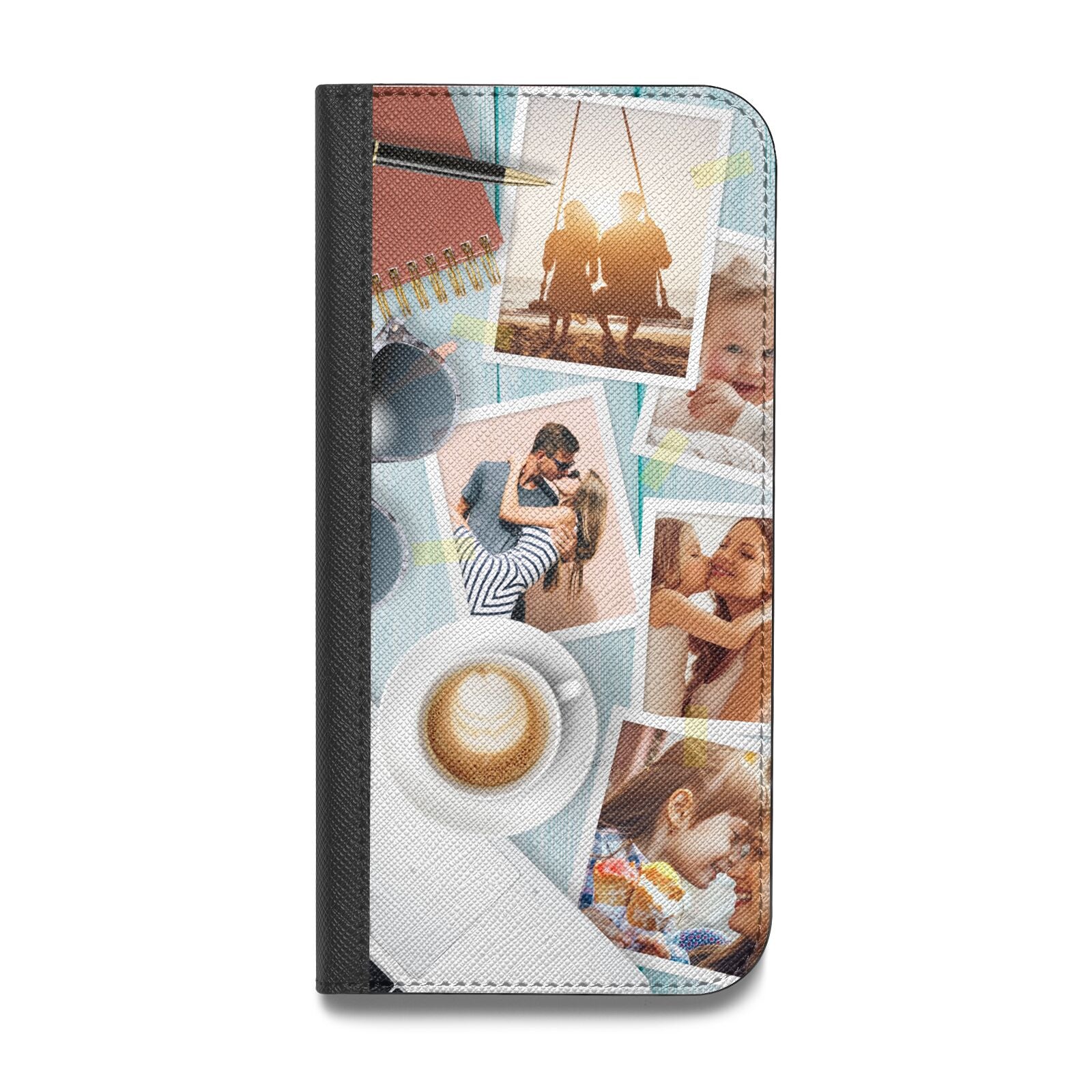 Cafe Scene Photo Montage Upload Vegan Leather Flip iPhone Case