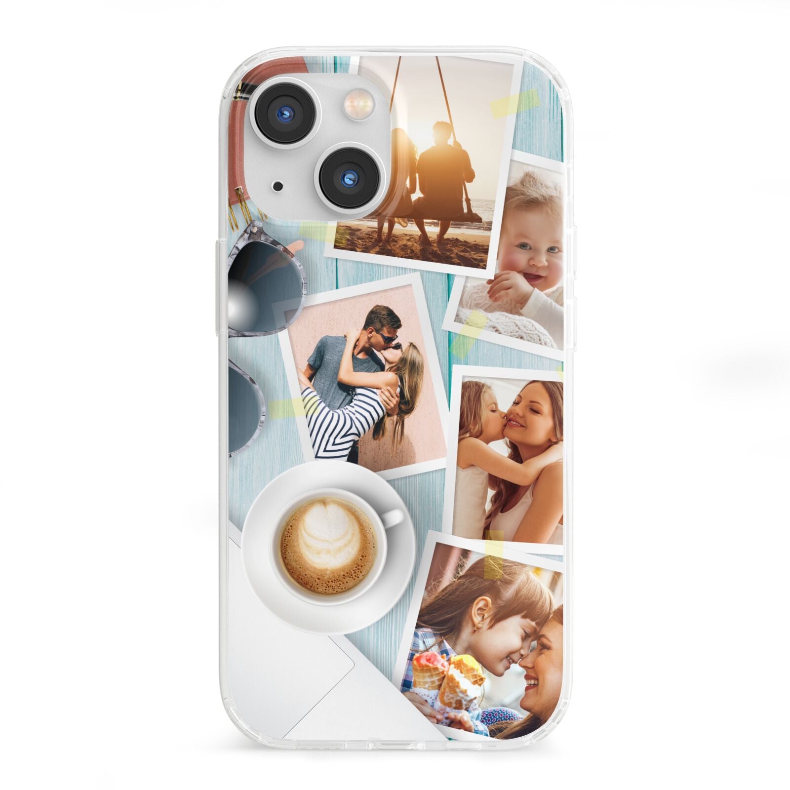 Cafe Scene Photo Montage Upload iPhone 13 Mini Clear Bumper Case