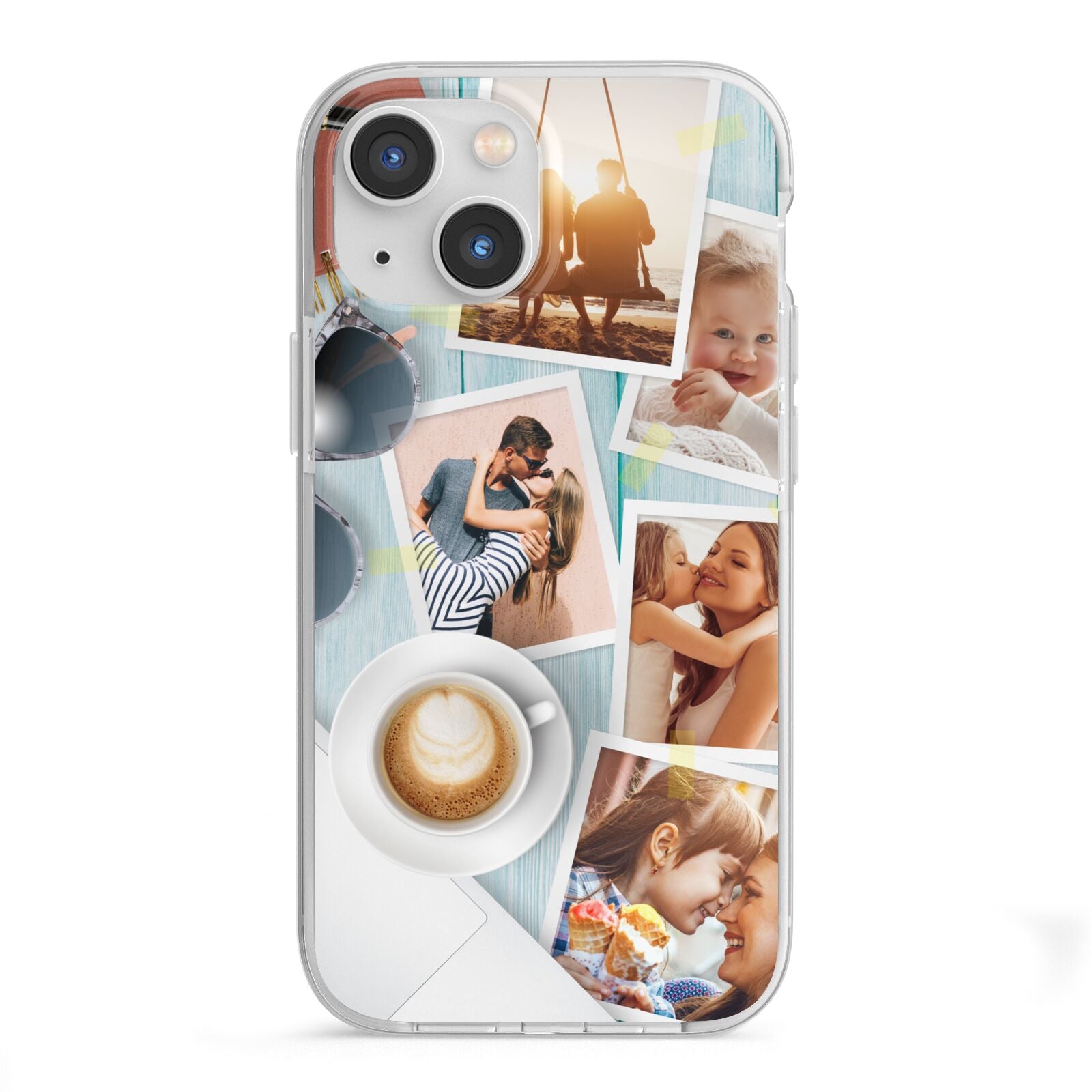 Cafe Scene Photo Montage Upload iPhone 13 Mini TPU Impact Case with White Edges