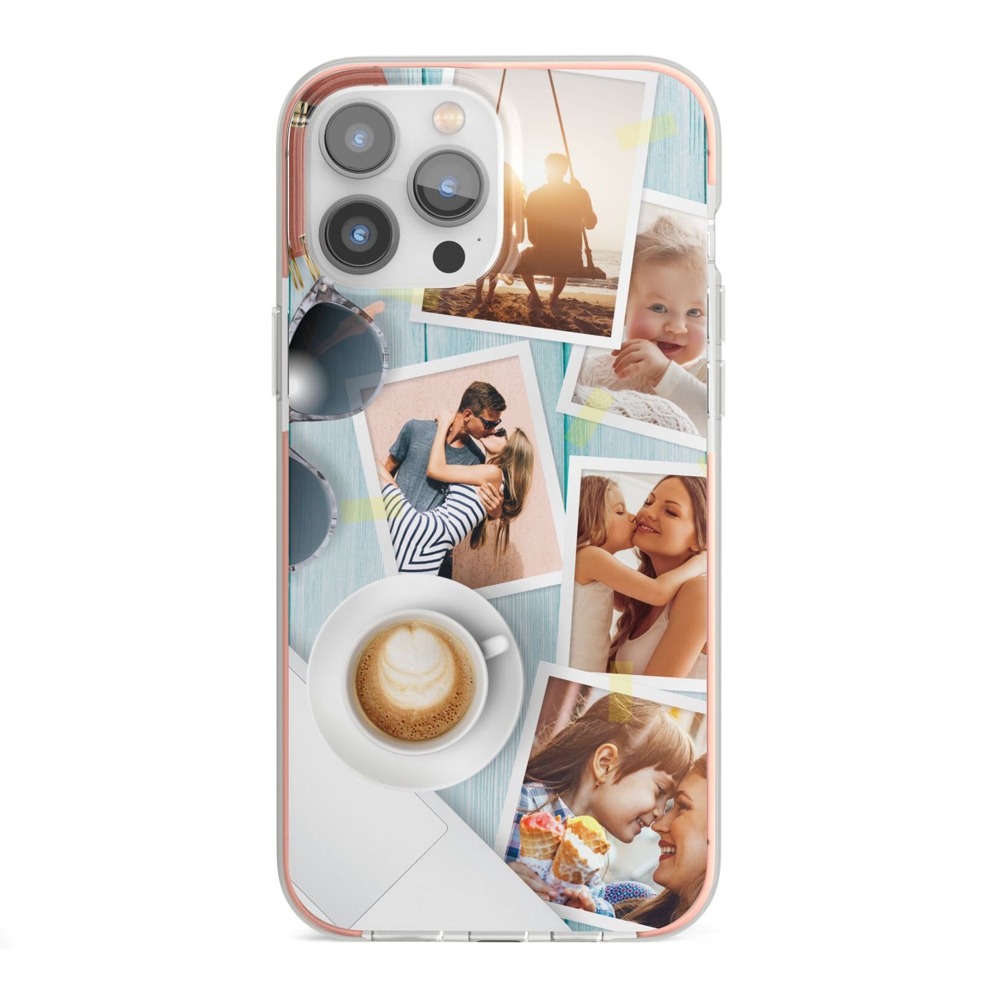 Cafe Scene Photo Montage Upload iPhone 13 Pro Max TPU Impact Case with Pink Edges