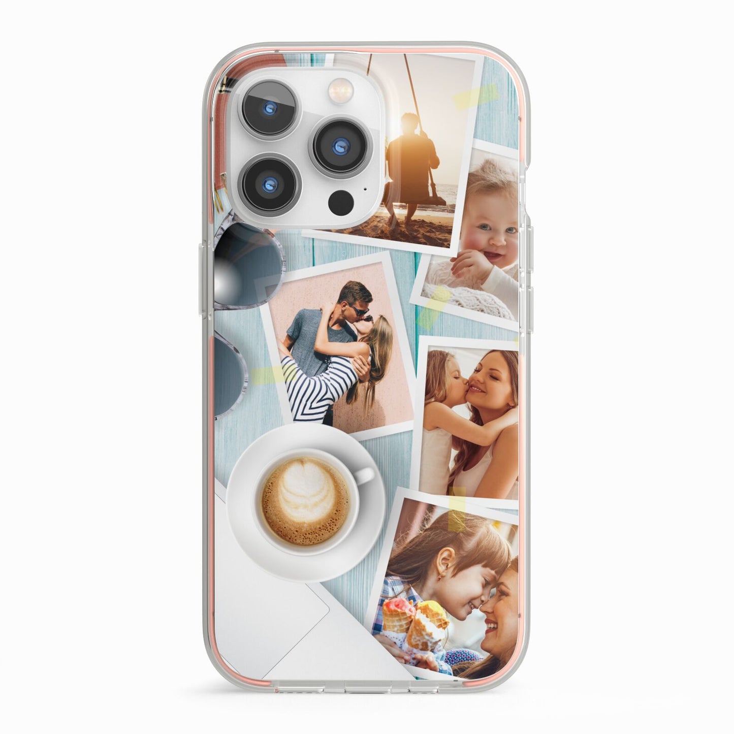 Cafe Scene Photo Montage Upload iPhone 13 Pro TPU Impact Case with Pink Edges