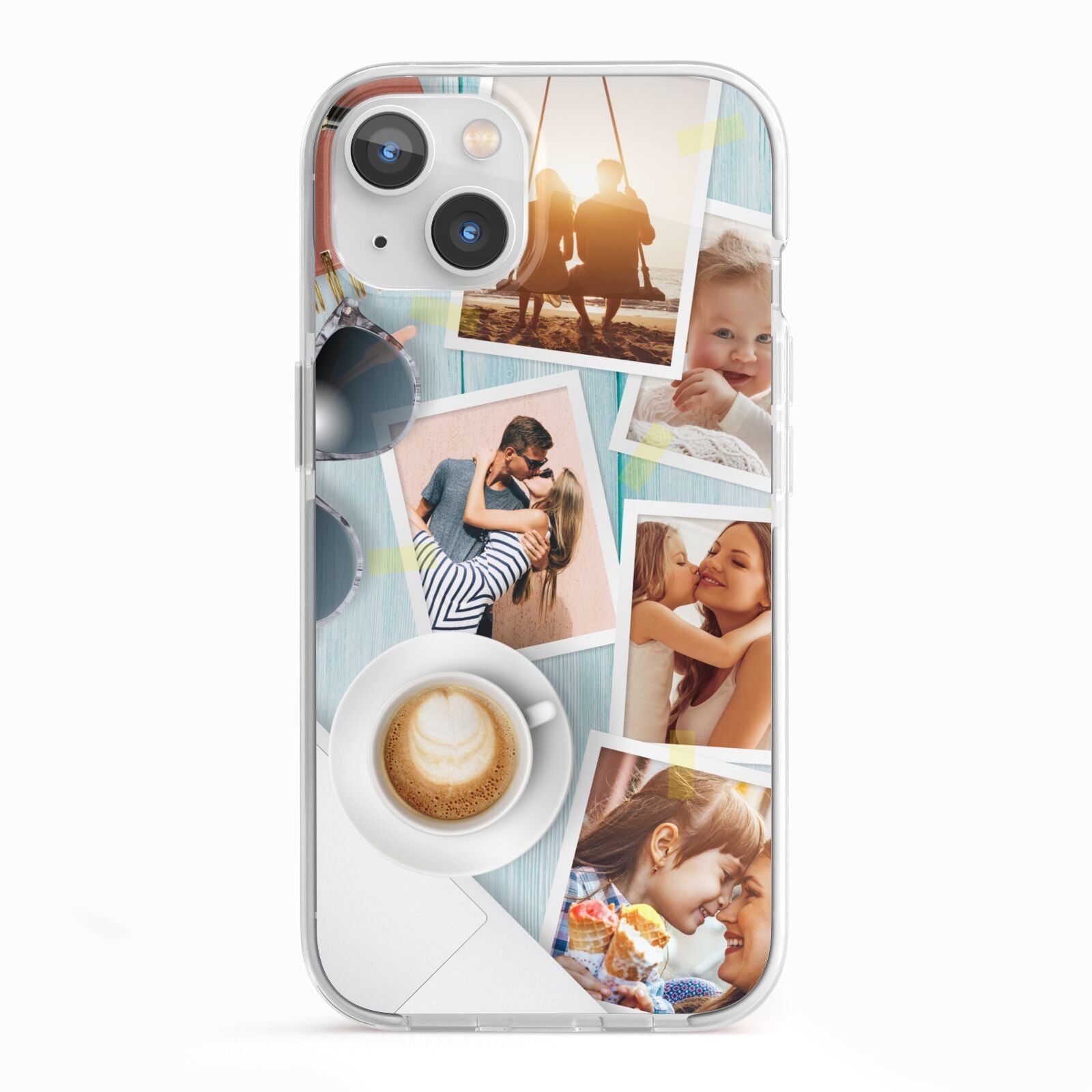 Cafe Scene Photo Montage Upload iPhone 13 TPU Impact Case with White Edges