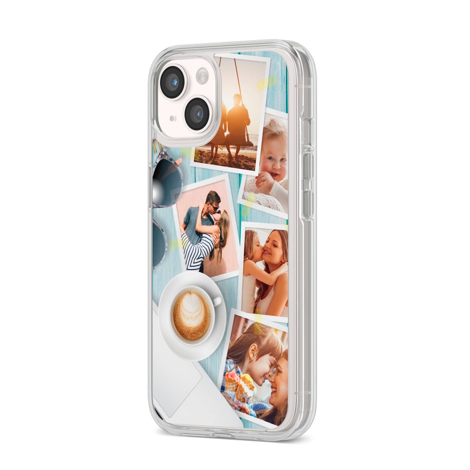 Cafe Scene Photo Montage Upload iPhone 14 Clear Tough Case Starlight Angled Image