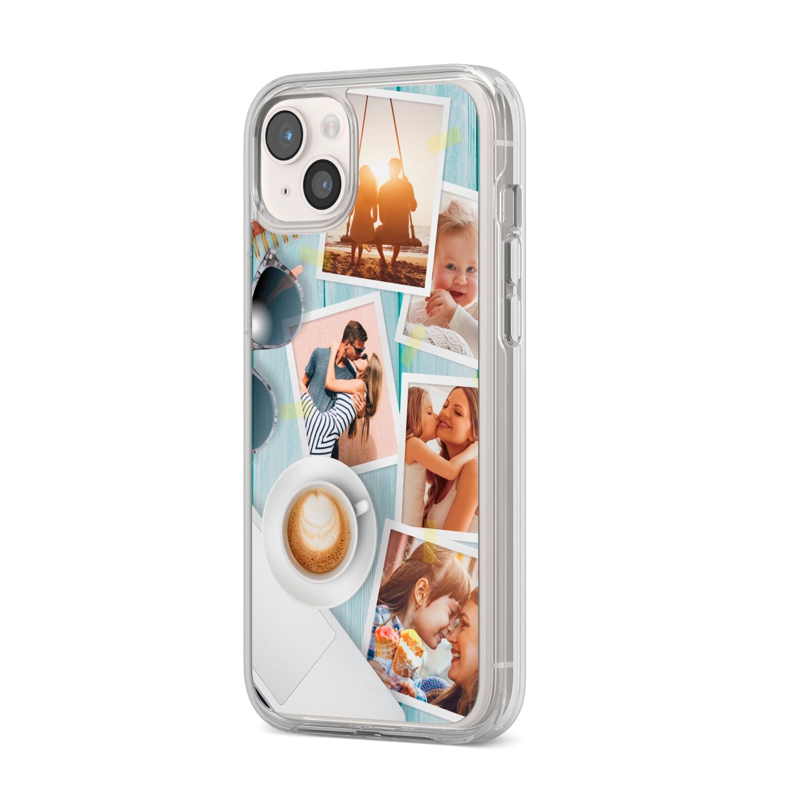 Cafe Scene Photo Montage Upload iPhone 14 Plus Clear Tough Case Starlight Angled Image