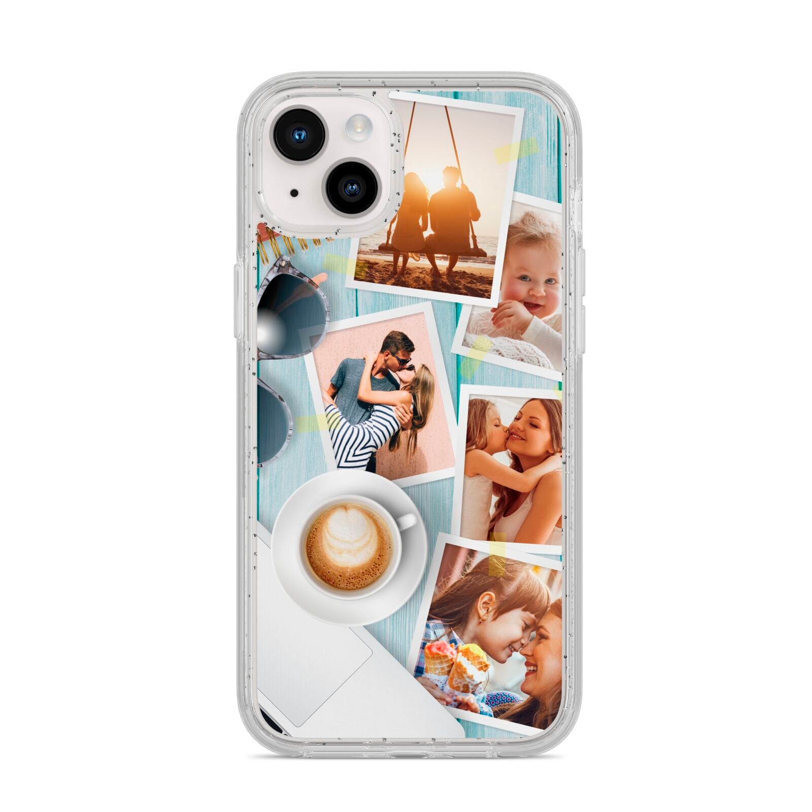 Cafe Scene Photo Montage Upload iPhone 14 Plus Glitter Tough Case Starlight