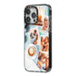 Cafe Scene Photo Montage Upload iPhone 14 Pro Max Black Impact Case Side Angle on Silver phone