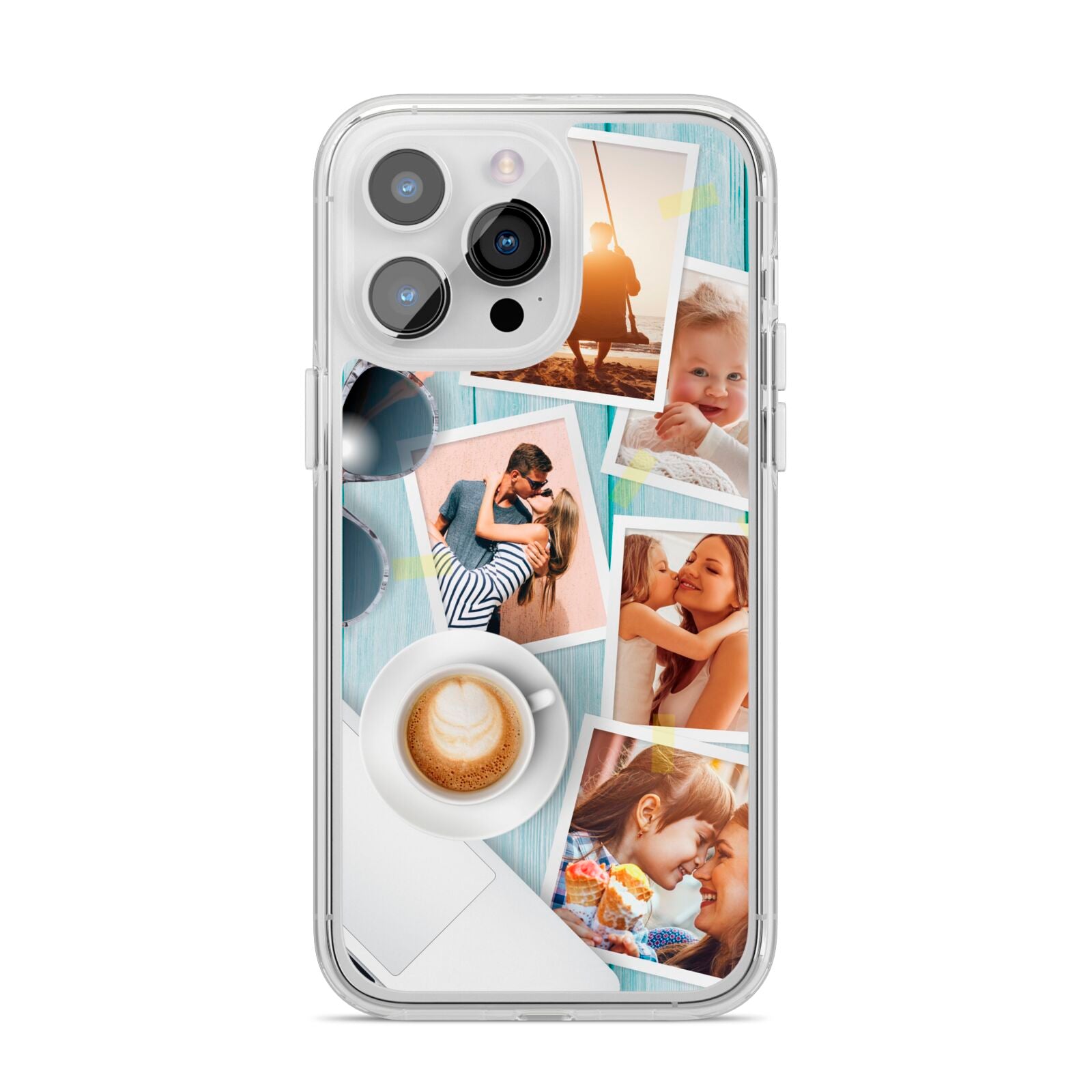 Cafe Scene Photo Montage Upload iPhone 14 Pro Max Clear Tough Case Silver