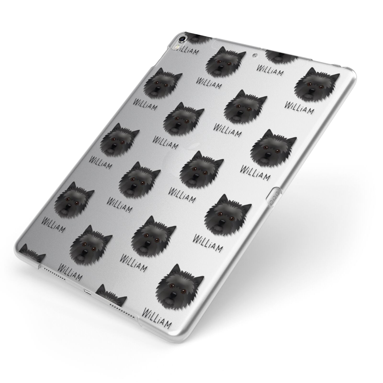 Cairn Terrier Icon with Name Apple iPad Case on Silver iPad Side View