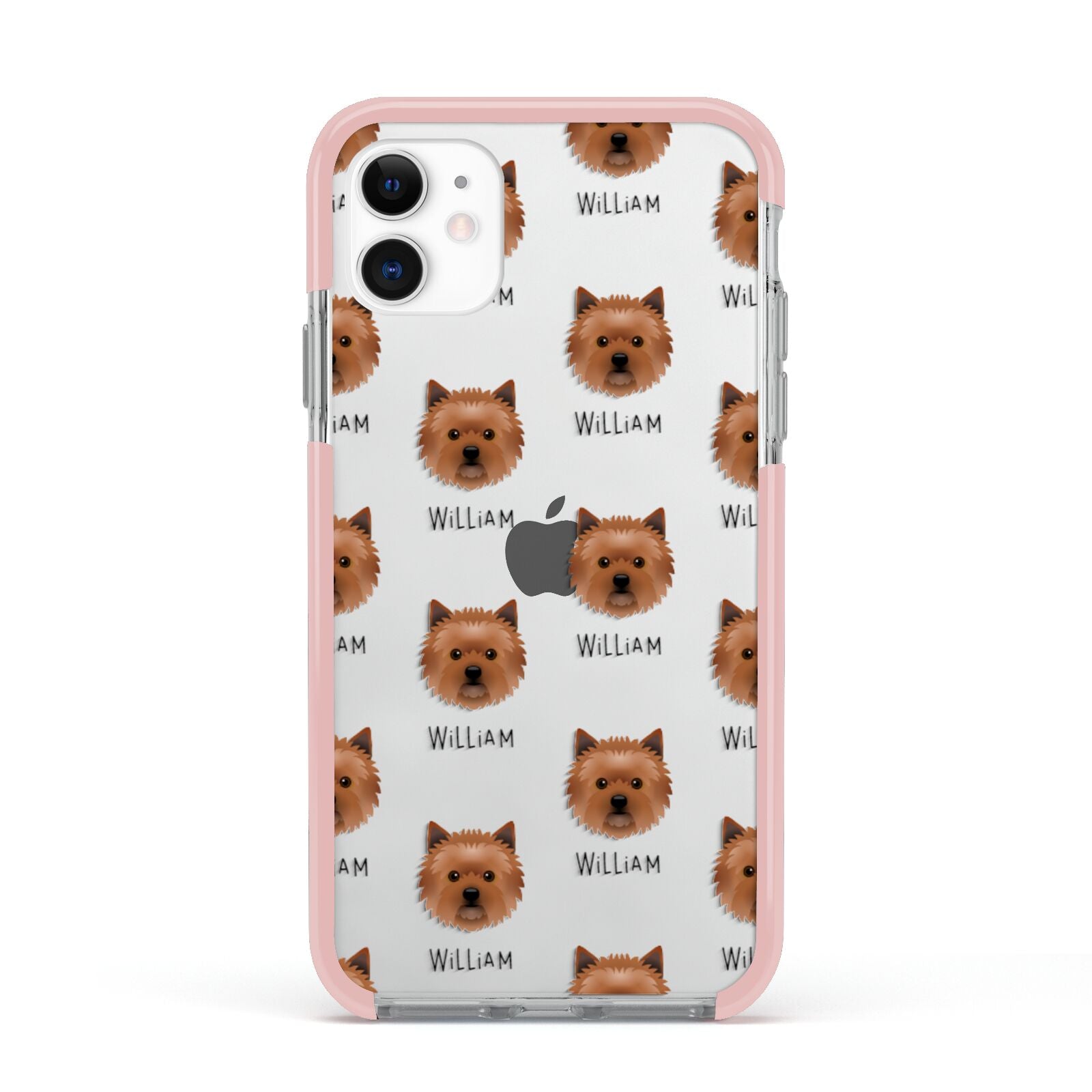 Cairn Terrier Icon with Name Apple iPhone 11 in White with Pink Impact Case